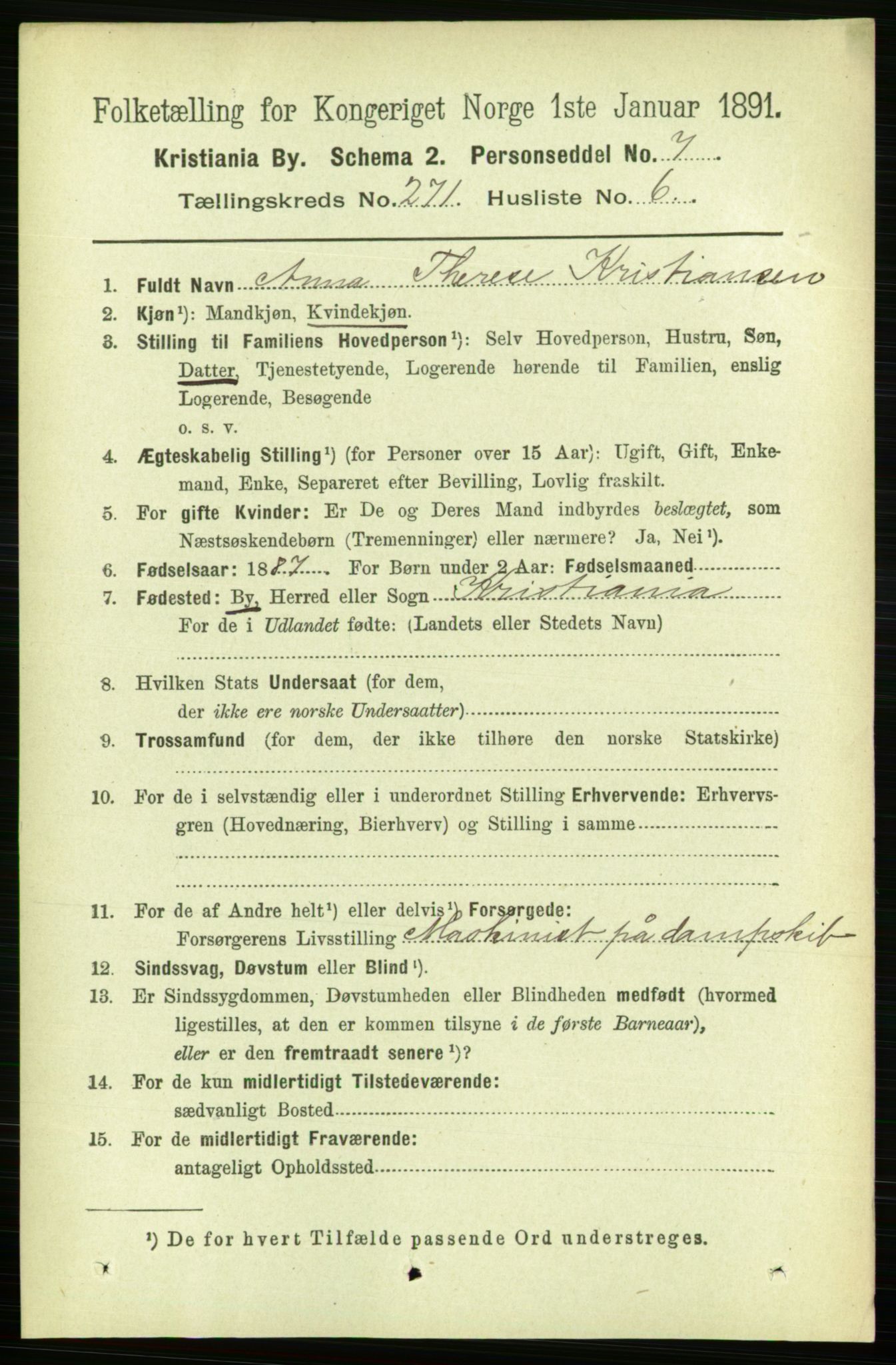 RA, 1891 census for 0301 Kristiania, 1891, p. 164723