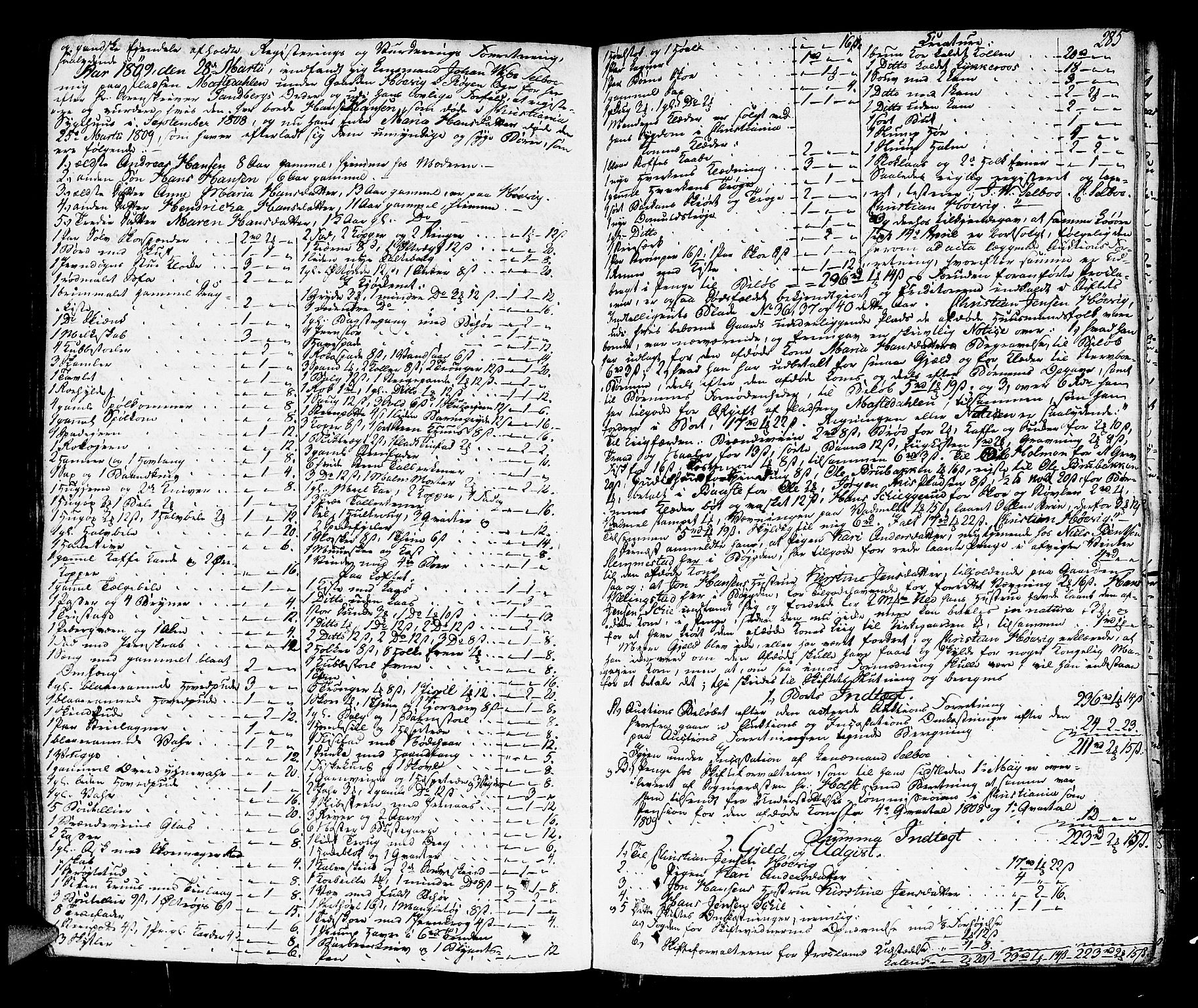 Lier, Røyken og Hurum sorenskriveri, AV/SAKO-A-89/H/Hc/L0009: Skifteprotokoll, 1805-1813, p. 284b-285a
