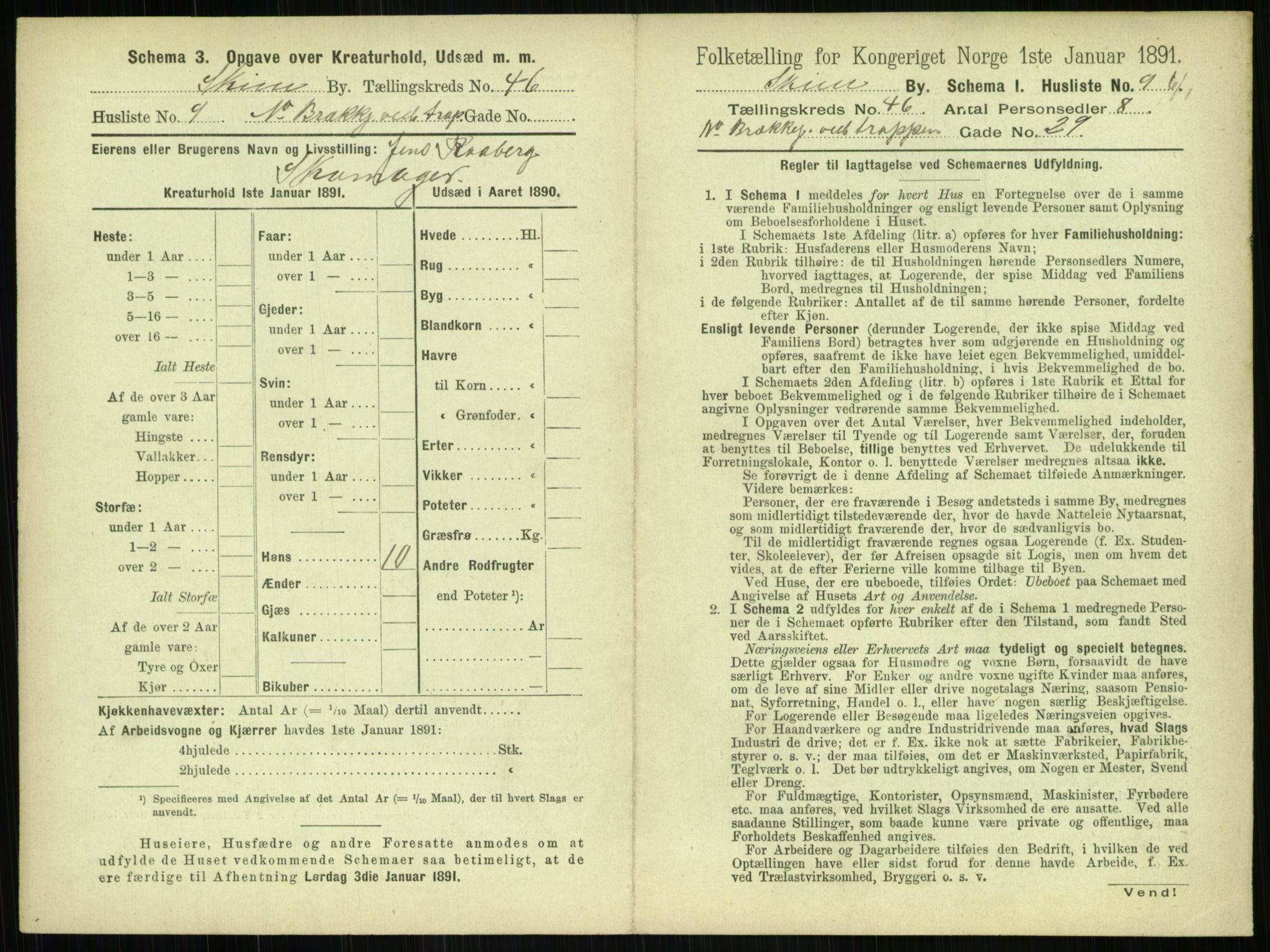 RA, 1891 census for 0806 Skien, 1891, p. 1626