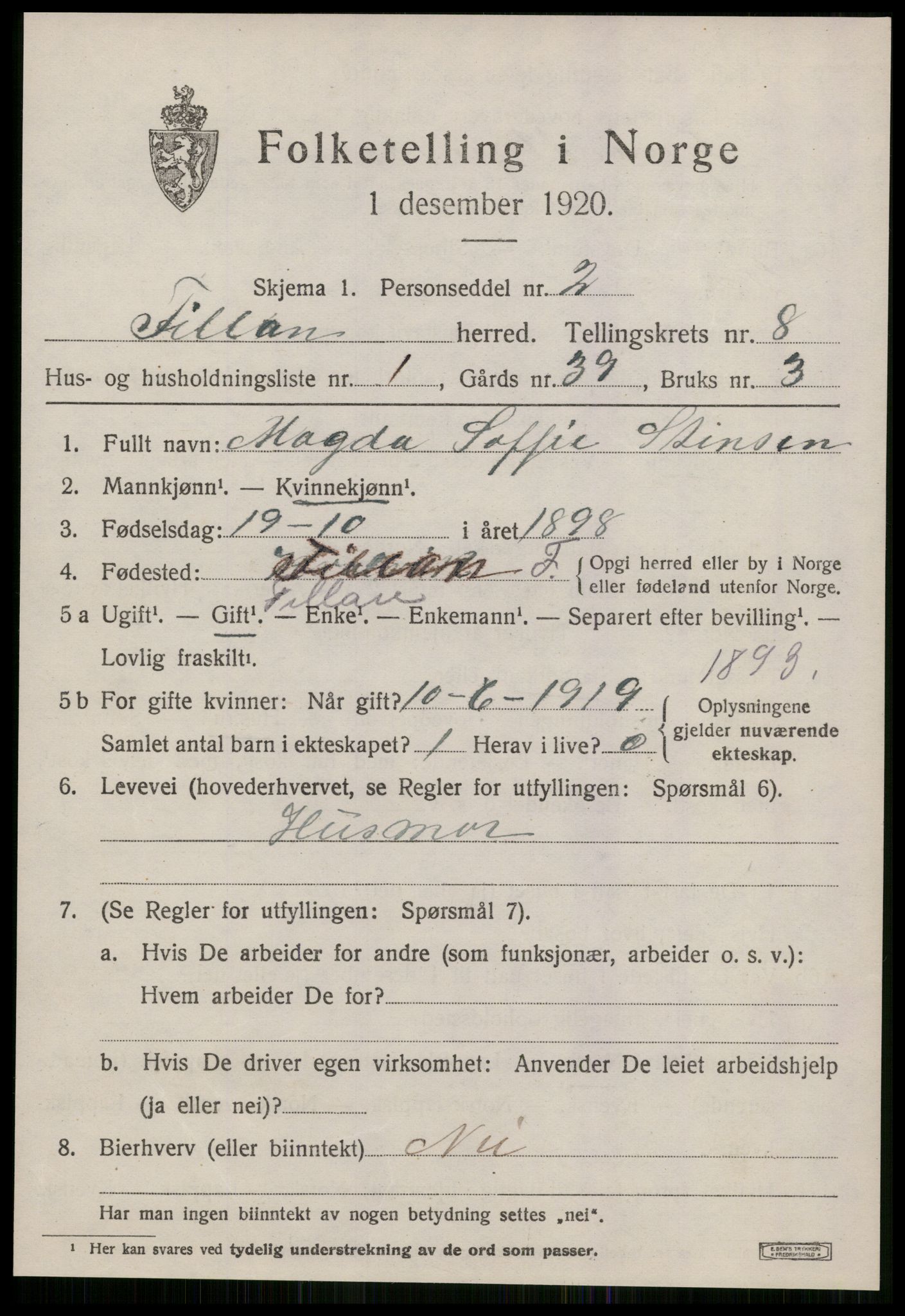 SAT, 1920 census for Fillan, 1920, p. 3398