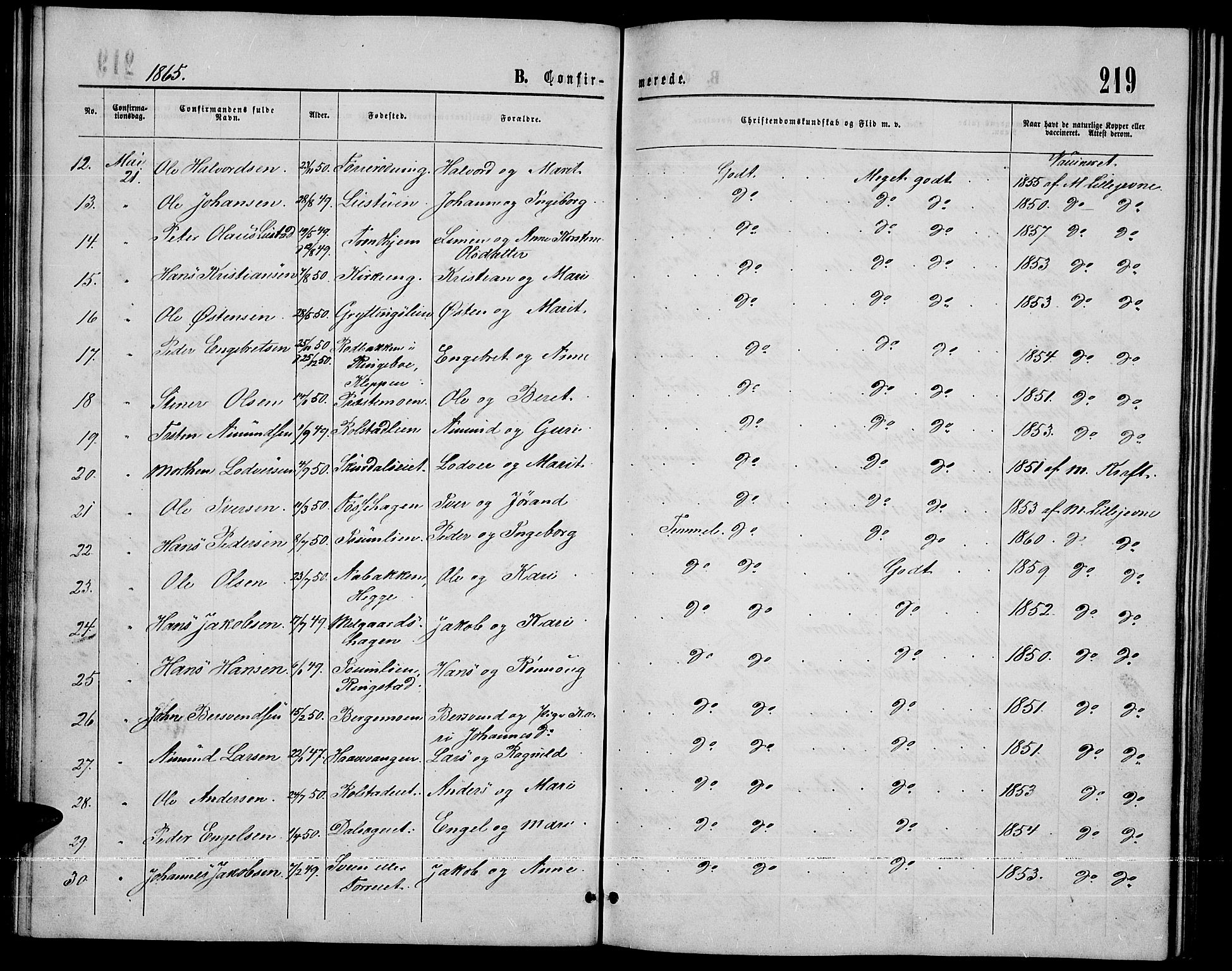 Sør-Fron prestekontor, AV/SAH-PREST-010/H/Ha/Hab/L0002: Parish register (copy) no. 2, 1864-1883, p. 219