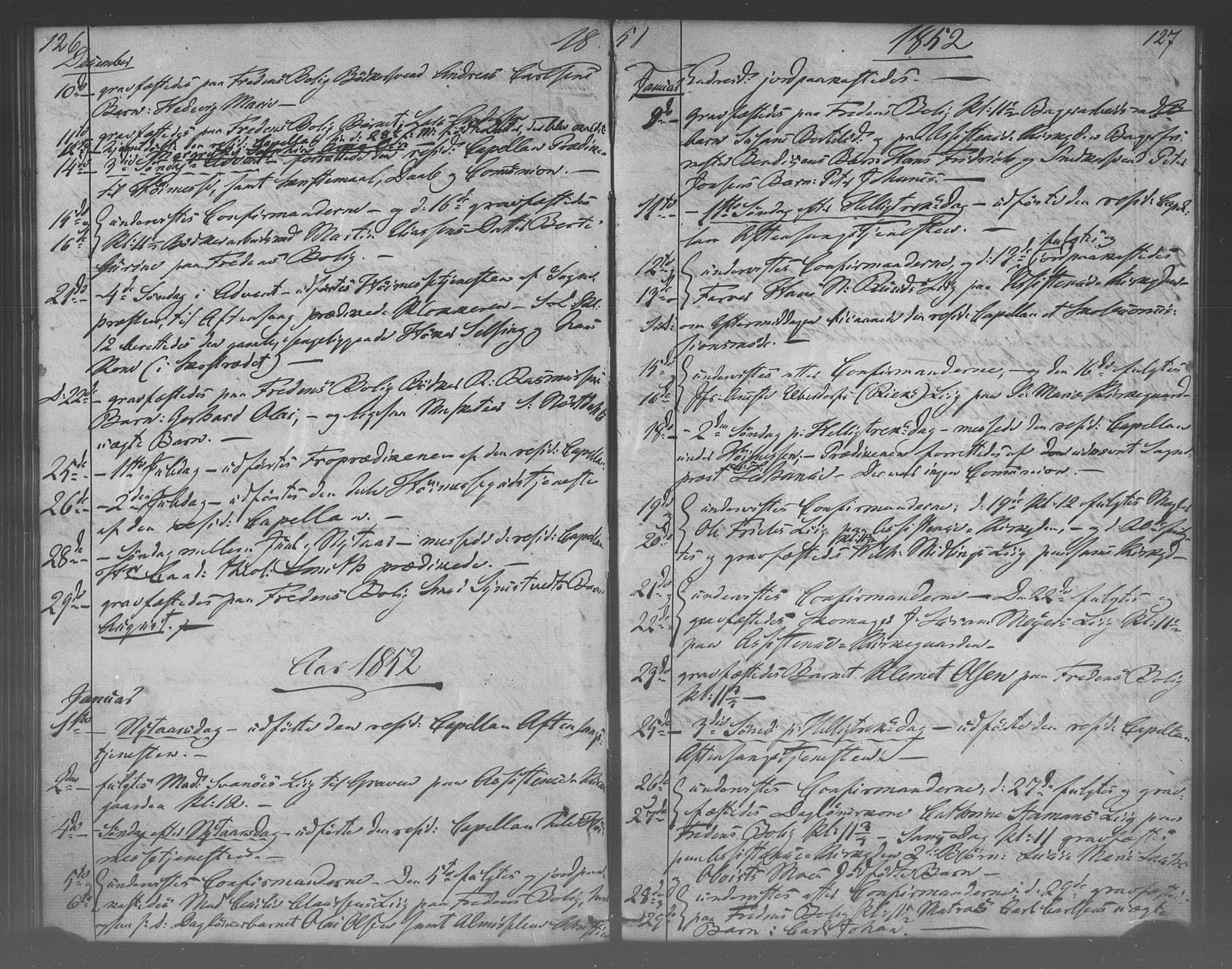 Korskirken sokneprestembete, SAB/A-76101/H/Haa/L0067: Curate's parish register no. A 2, 1844-1854, p. 126-127