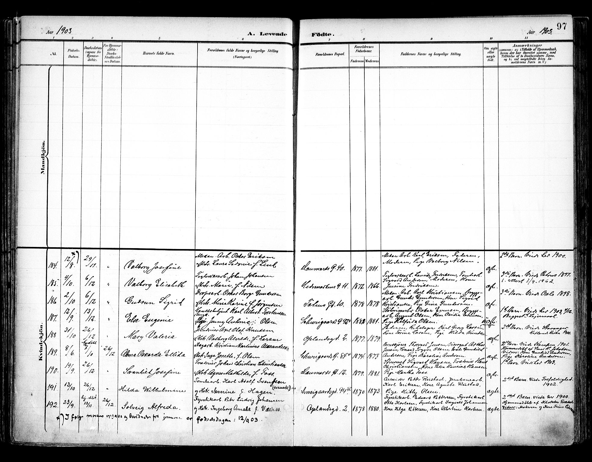 Vålerengen prestekontor Kirkebøker, AV/SAO-A-10878/F/Fa/L0001: Parish register (official) no. 1, 1899-1915, p. 97