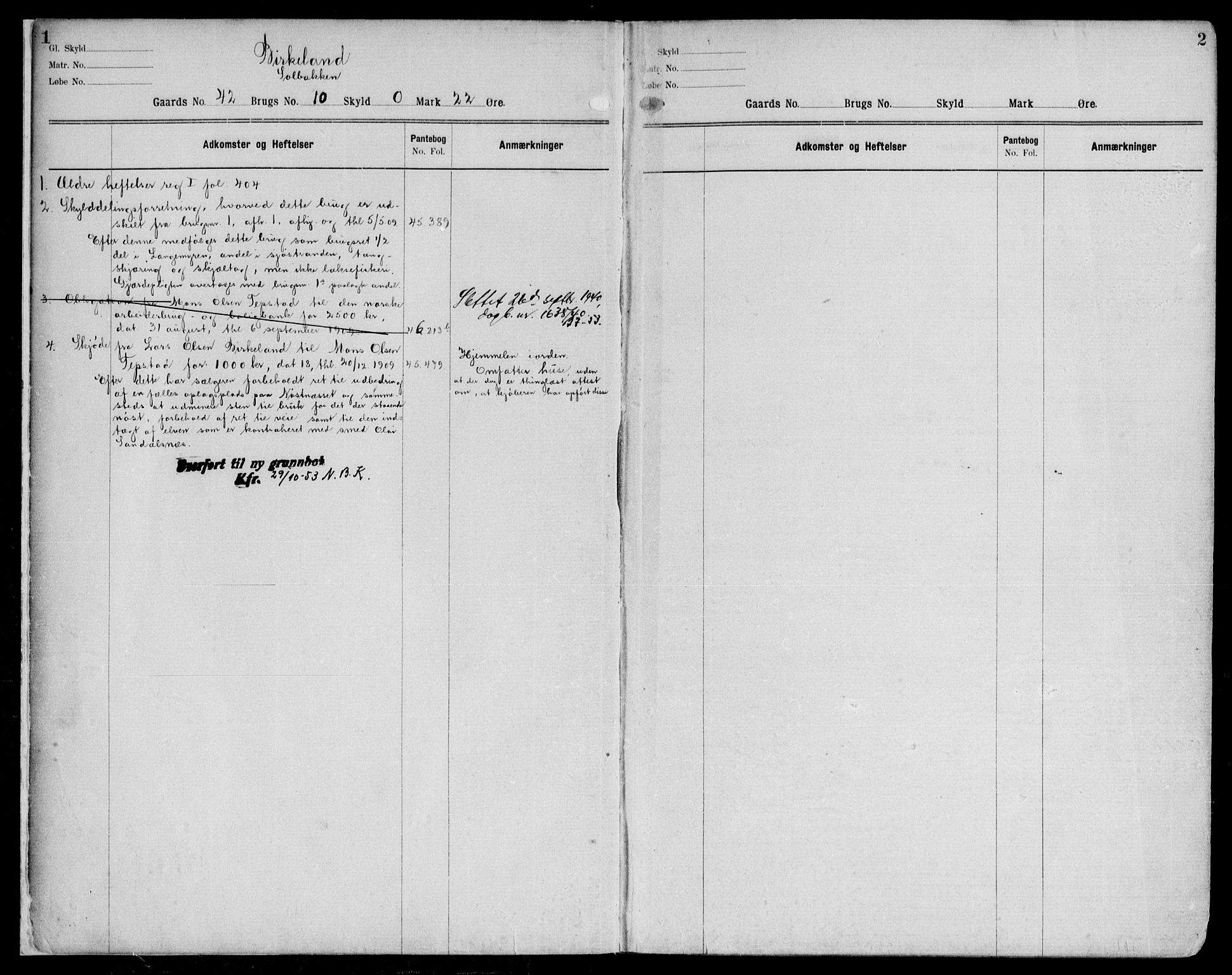 Nordhordland sorenskrivar, SAB/A-2901/1/G/Ga/Gaaa/L0038: Mortgage register no. II.A.a.38, 1893-1952, p. 1-2