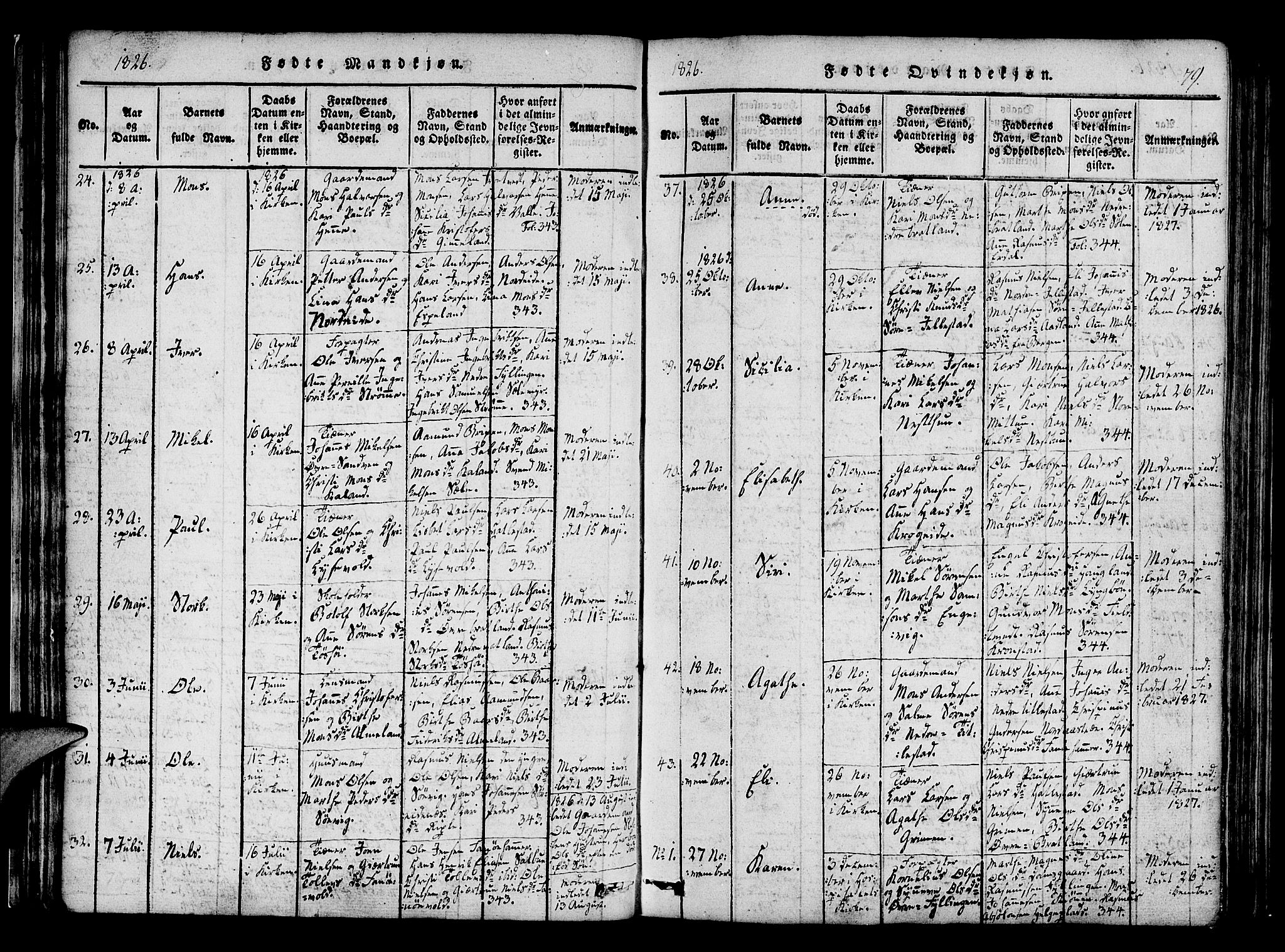 Fana Sokneprestembete, AV/SAB-A-75101/H/Haa/Haaa/L0007: Parish register (official) no. A 7, 1816-1828, p. 79