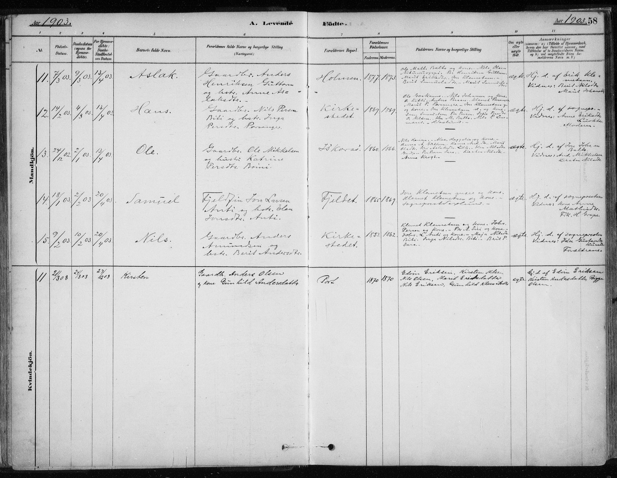 Karasjok sokneprestkontor, SATØ/S-1352/H/Ha/L0002kirke: Parish register (official) no. 2, 1885-1906, p. 58