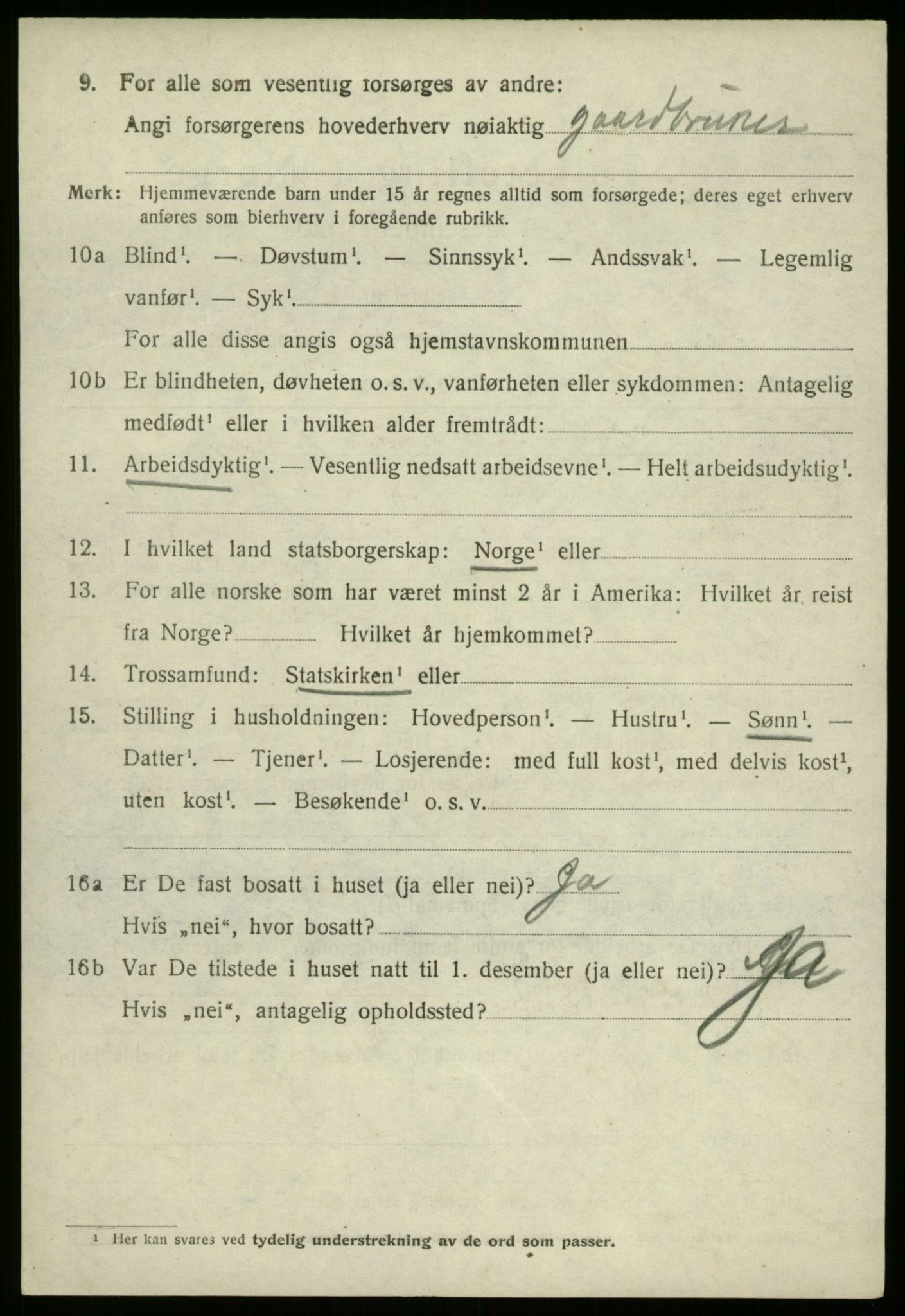 SAB, 1920 census for Gloppen, 1920, p. 5273