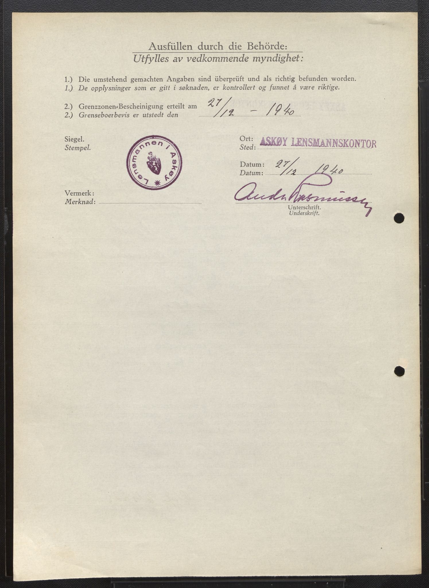 Lensmannen i Askøy, AV/SAB-A-31001/0026/L0011: Søknader om grensebuarbevis 3401 - 3825, 1940-1942, p. 6