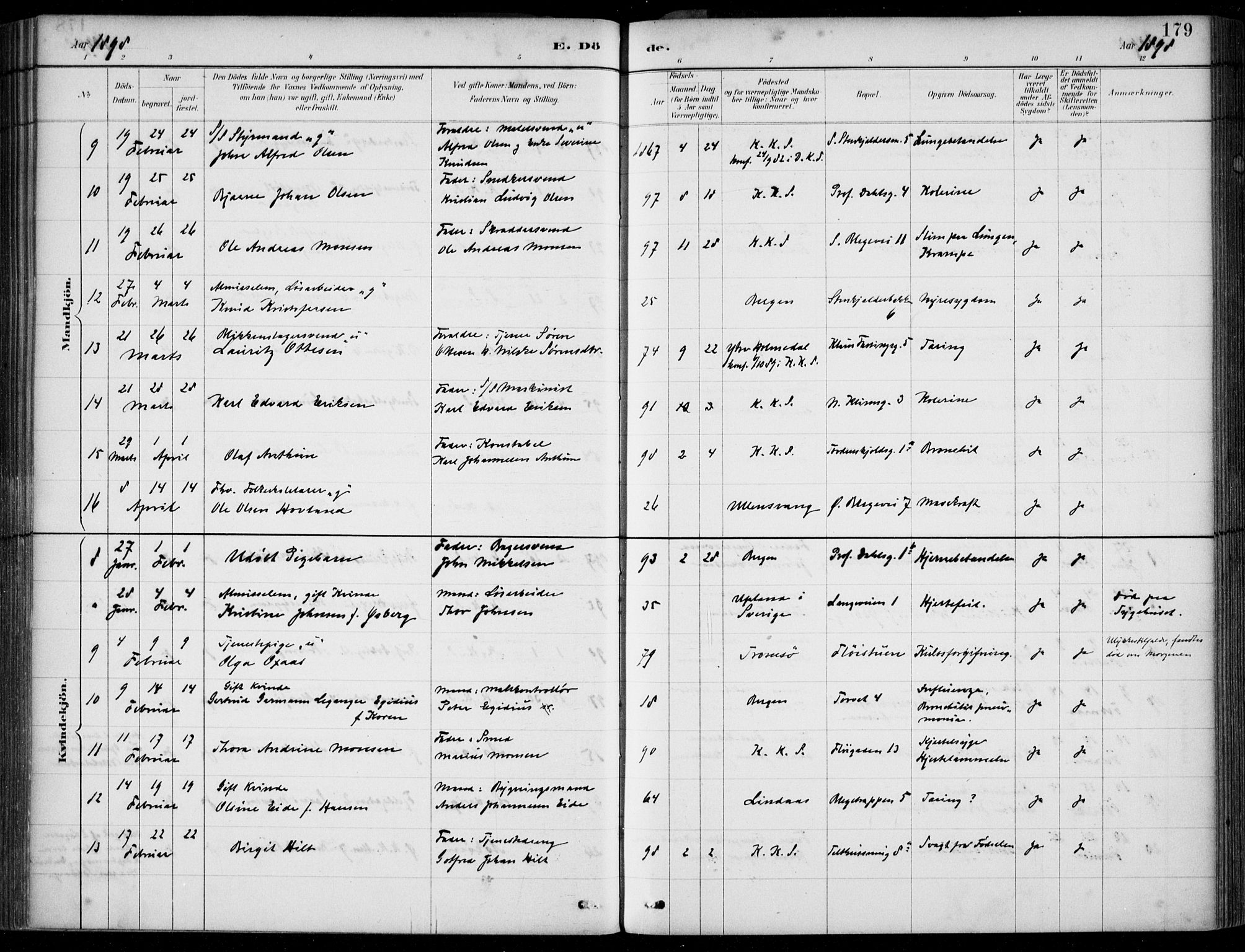 Korskirken sokneprestembete, SAB/A-76101/H/Hab: Parish register (copy) no. E 4, 1884-1910, p. 179