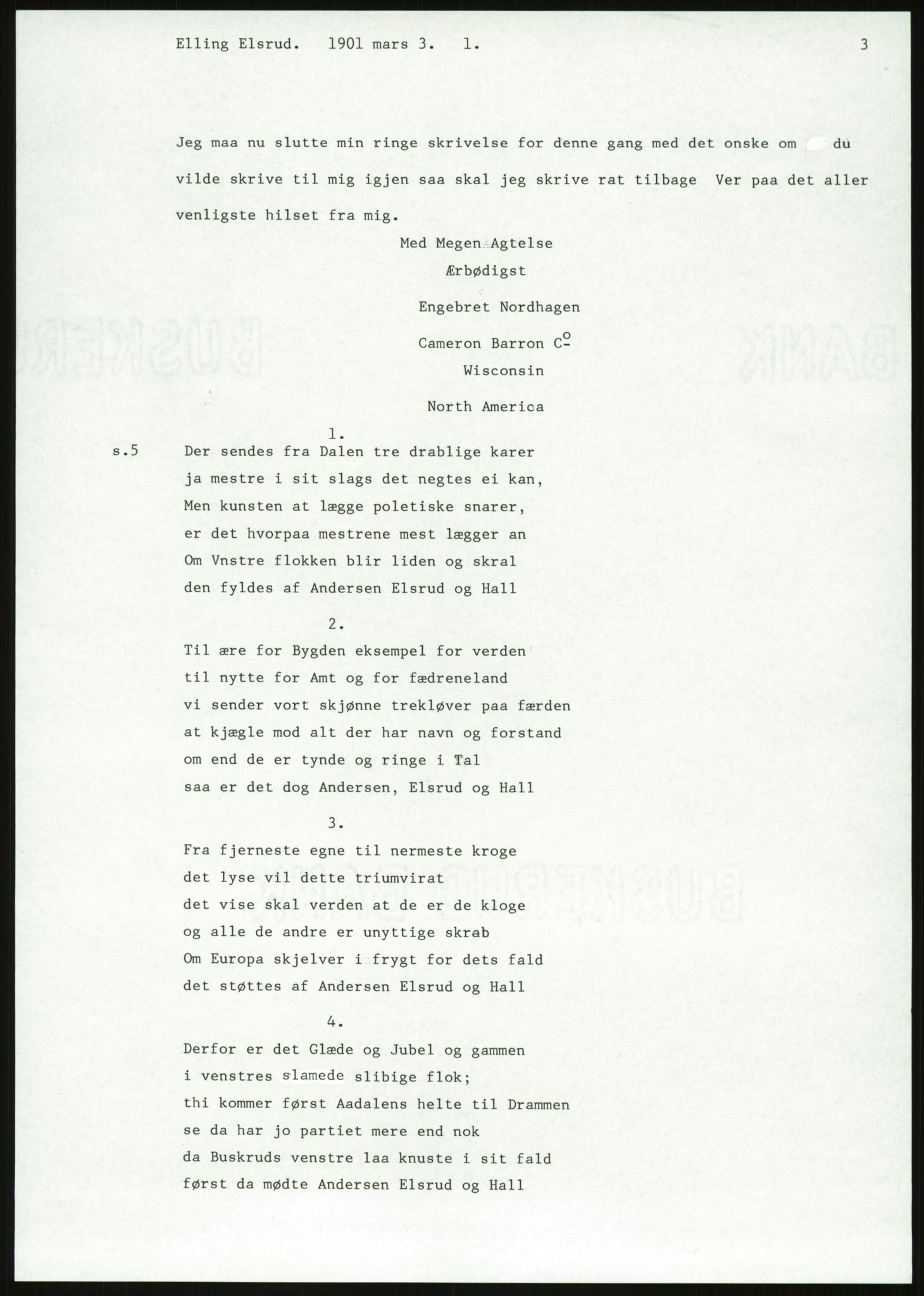 Samlinger til kildeutgivelse, Amerikabrevene, AV/RA-EA-4057/F/L0018: Innlån fra Buskerud: Elsrud, 1838-1914, p. 1045