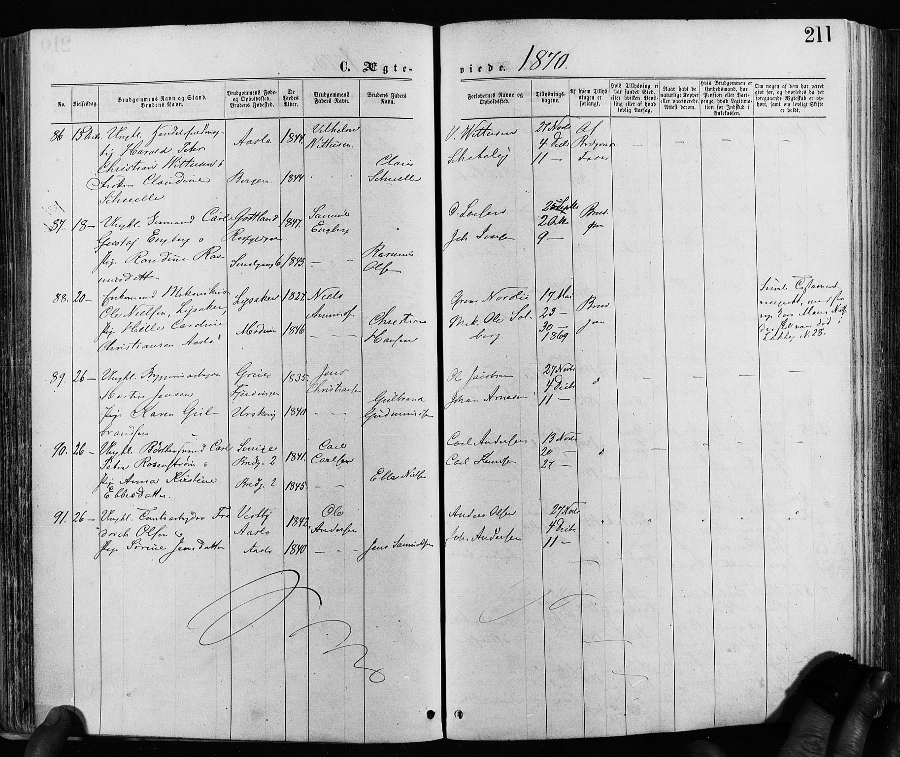 Grønland prestekontor Kirkebøker, AV/SAO-A-10848/F/Fa/L0005: Parish register (official) no. 5, 1869-1880, p. 211