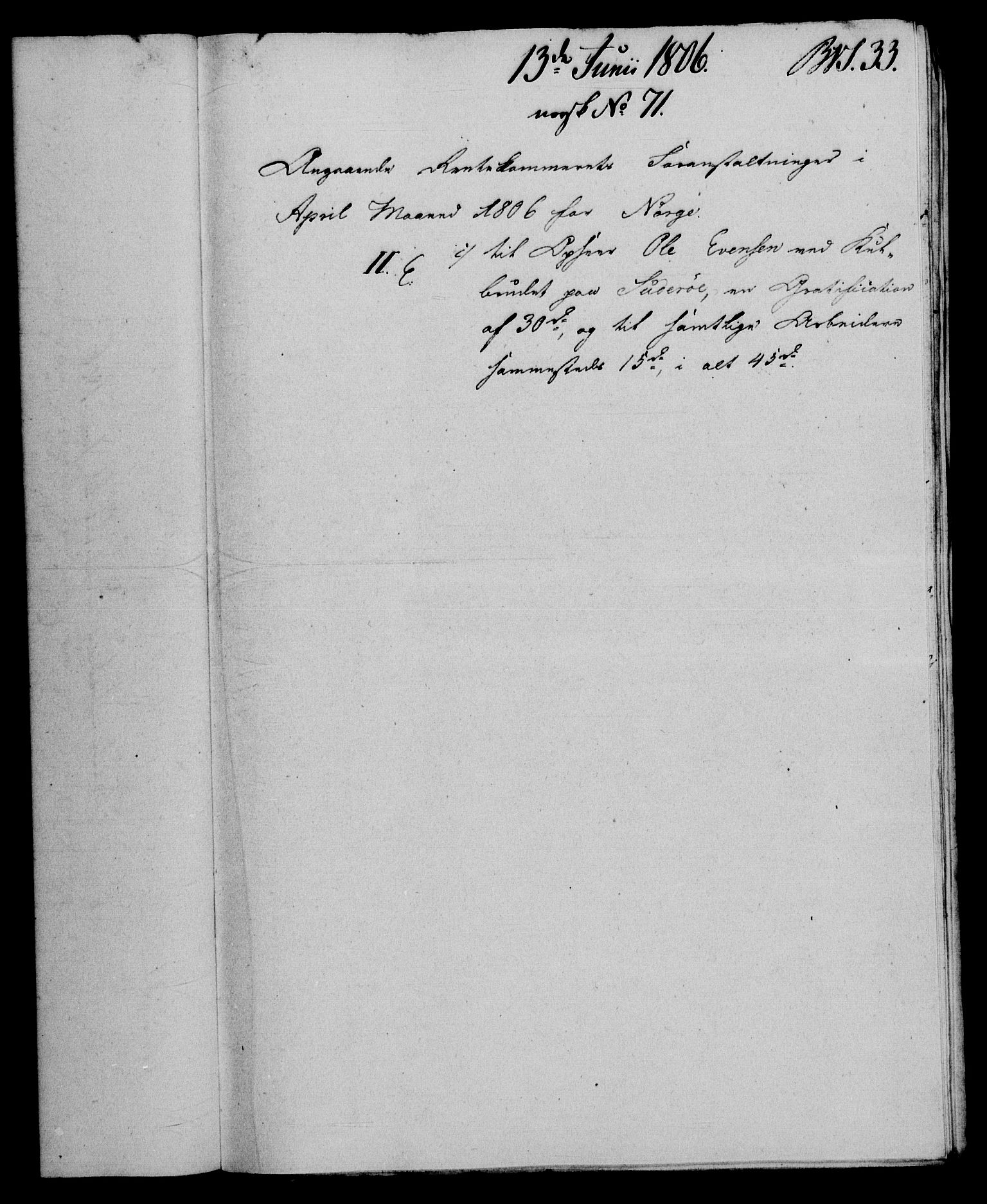 Rentekammeret, Renteskriverkontorene, AV/RA-EA-3115/M/Mf/Mfb/L0007: Relasjons- og resolusjonsprotokoll med register (merket RK 54.13), 1805-1806