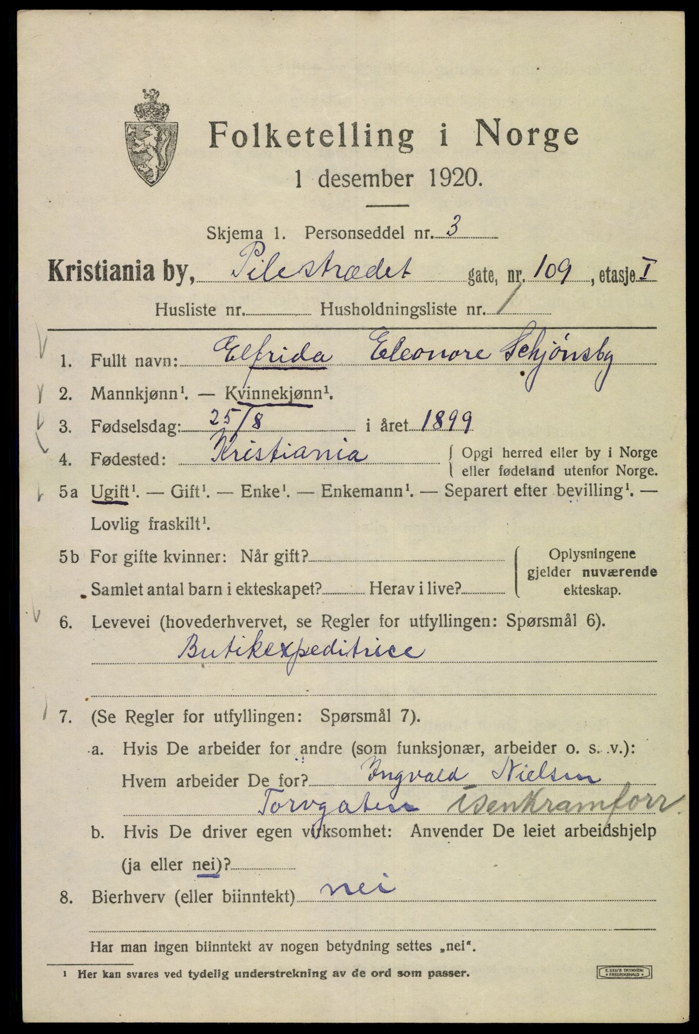 SAO, 1920 census for Kristiania, 1920, p. 453187