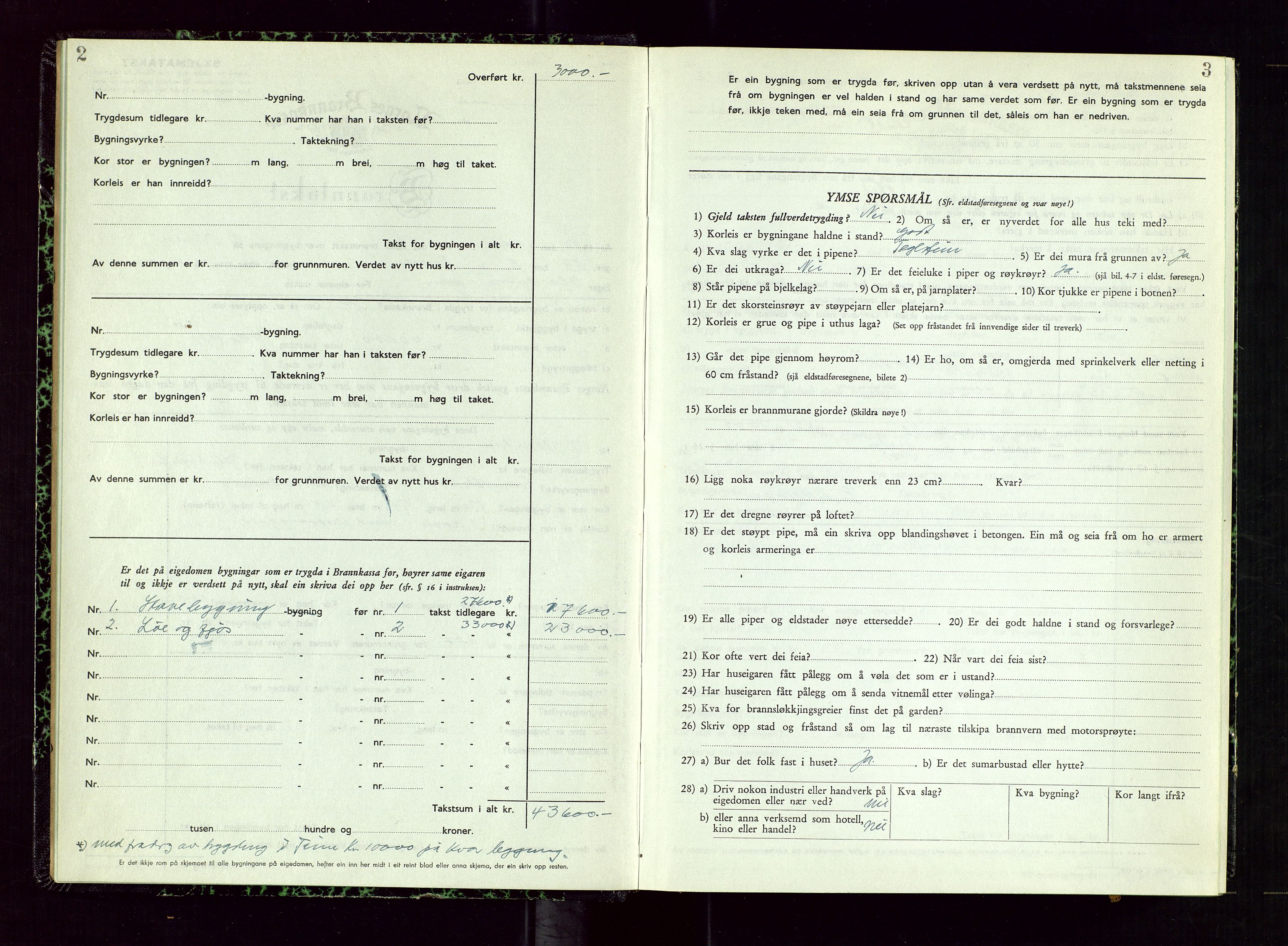 Time lensmannskontor, AV/SAST-A-100420/Gob/L0003: "Branntakstprotokoll", 1952-1954, p. 2-3