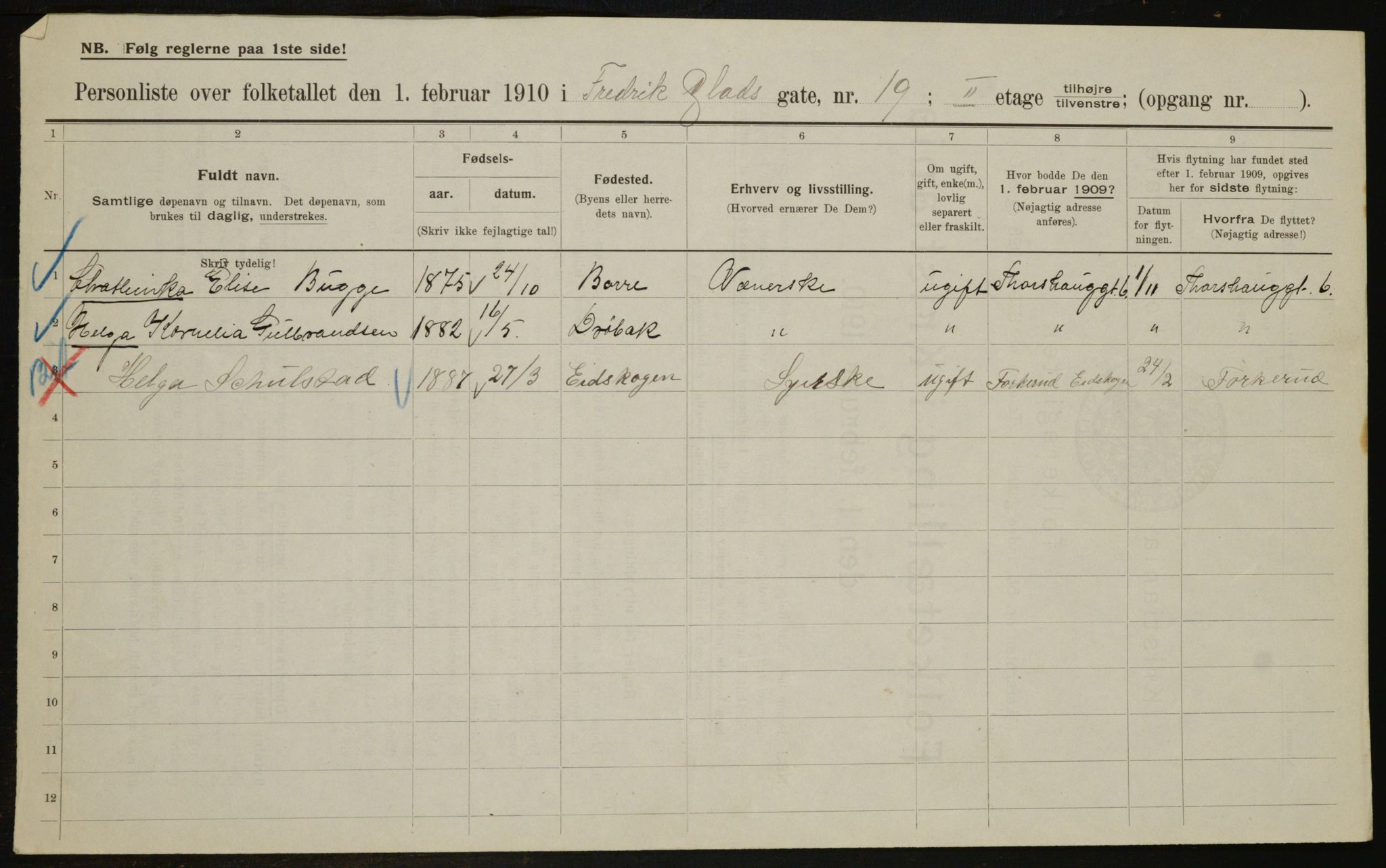 OBA, Municipal Census 1910 for Kristiania, 1910, p. 25035