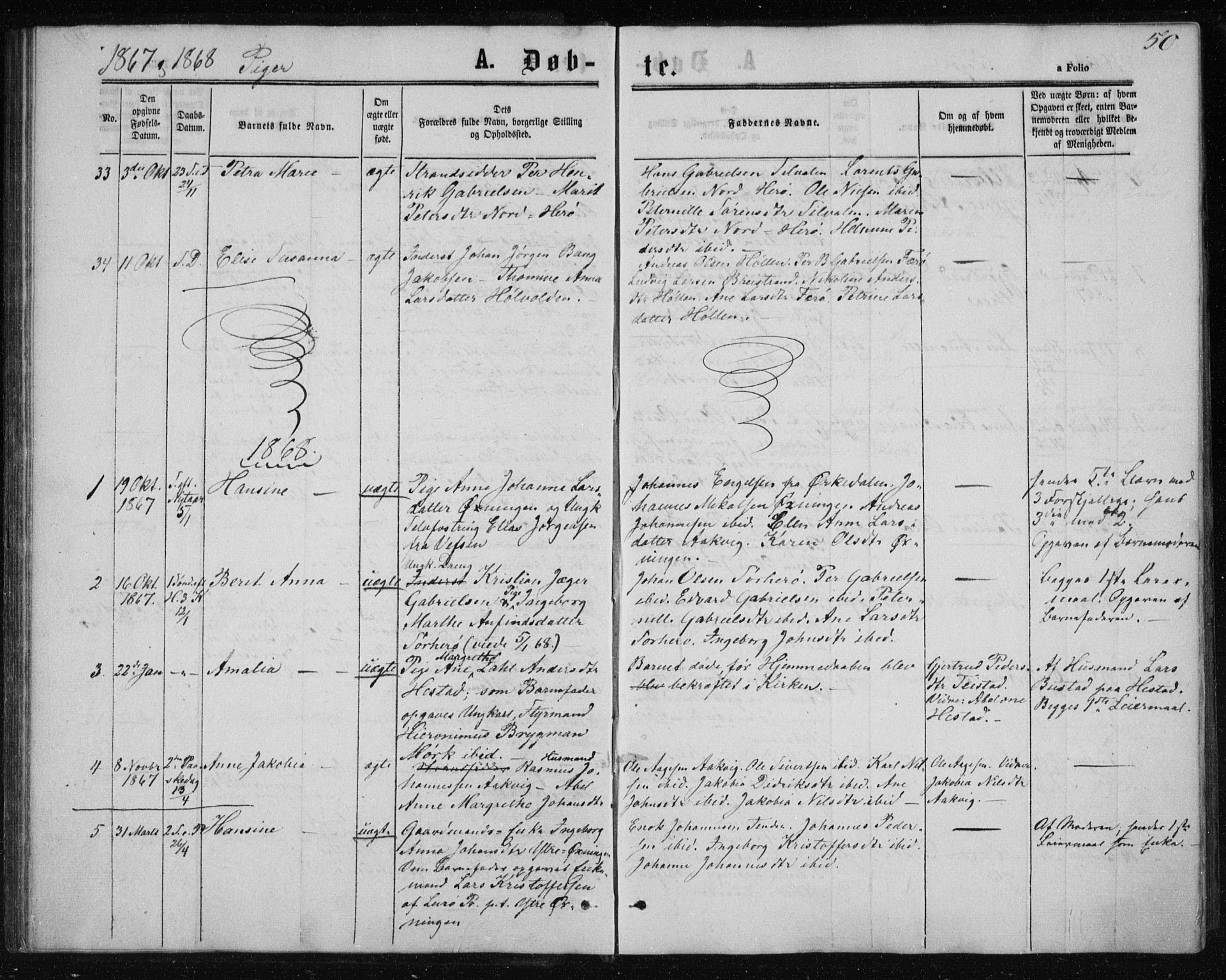 Ministerialprotokoller, klokkerbøker og fødselsregistre - Nordland, SAT/A-1459/834/L0505: Parish register (official) no. 834A03, 1862-1871, p. 50