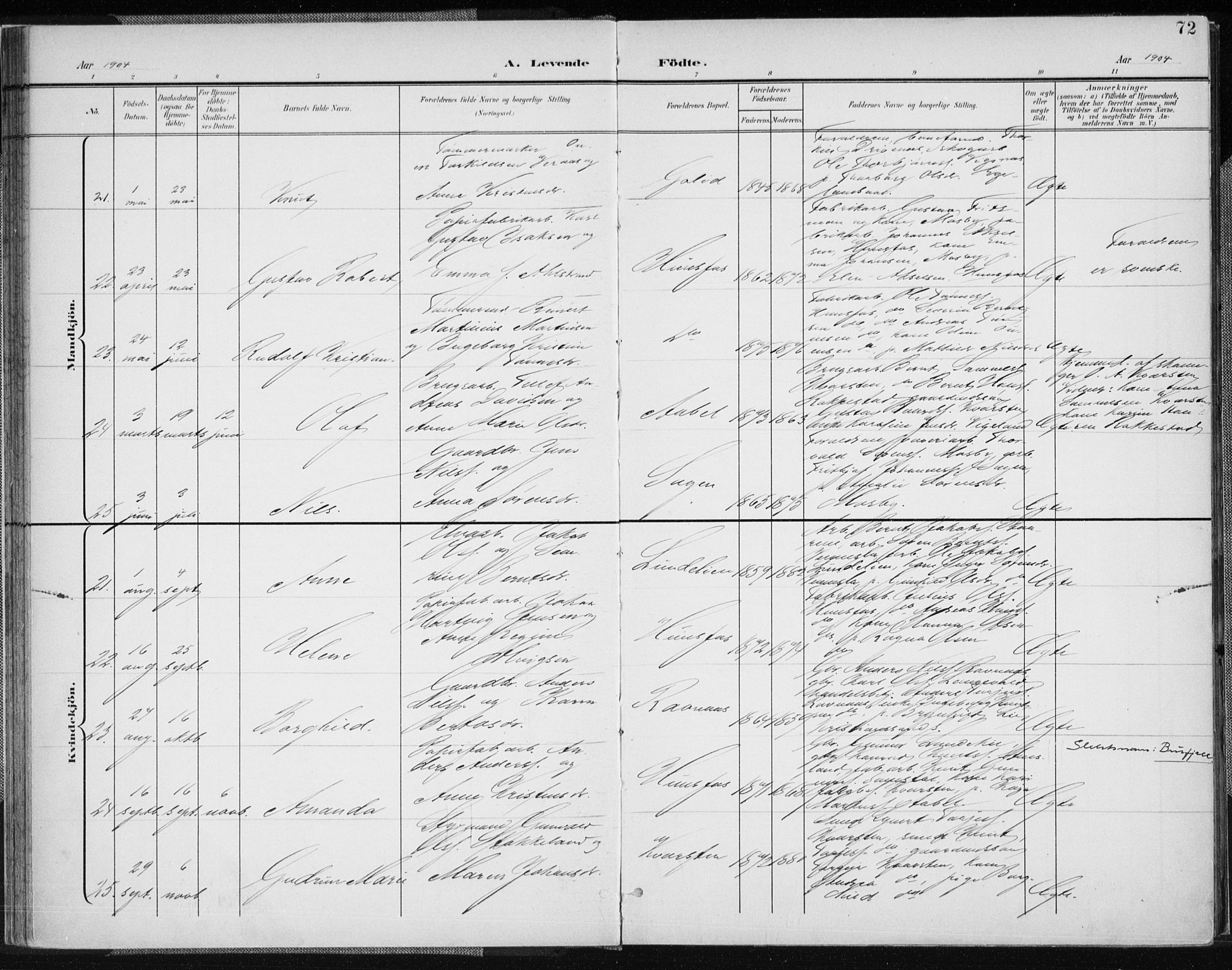 Vennesla sokneprestkontor, AV/SAK-1111-0045/Fa/Fab/L0005: Parish register (official) no. A 5, 1897-1909, p. 72