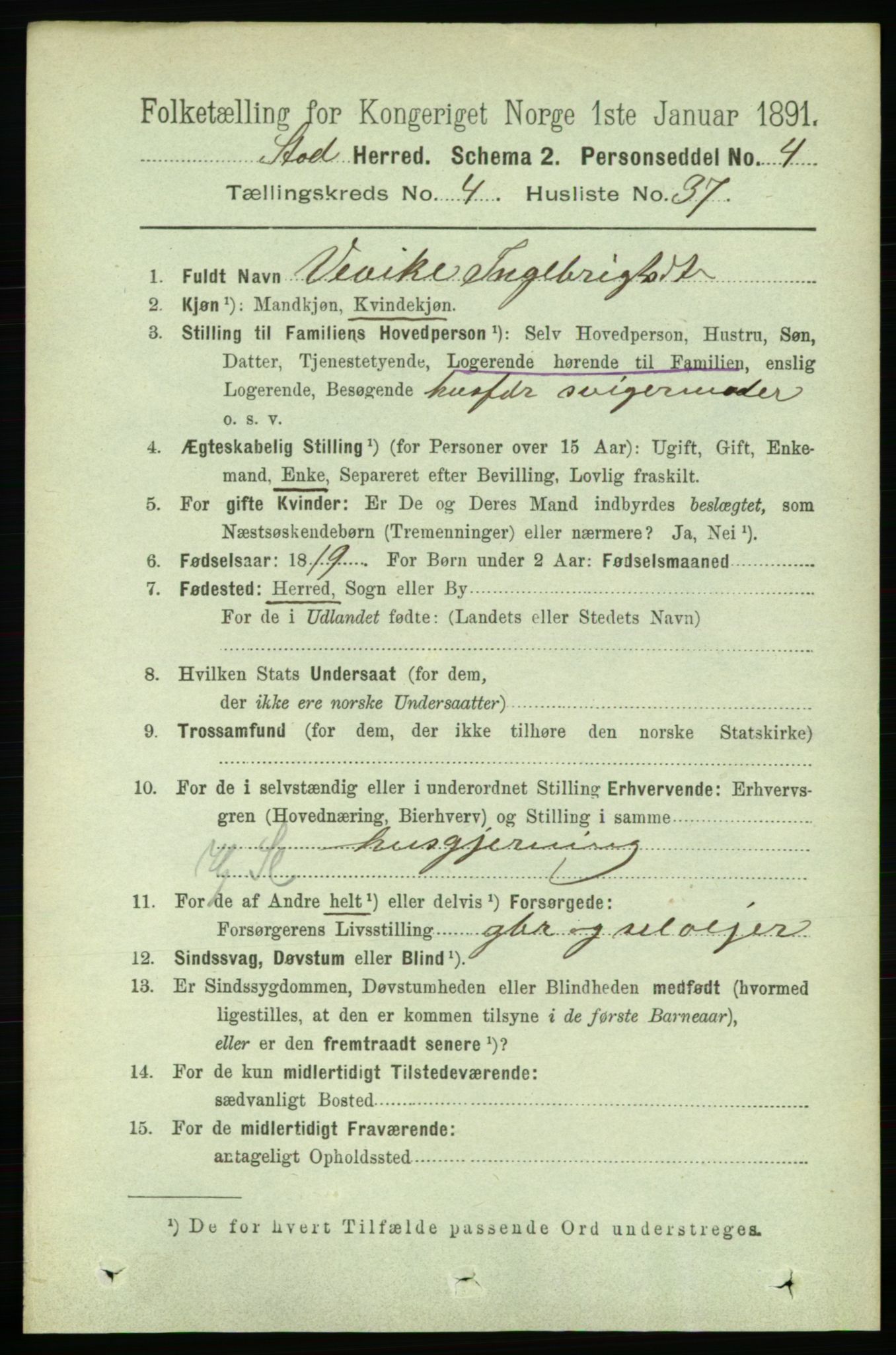 RA, 1891 census for 1734 Stod, 1891, p. 1963