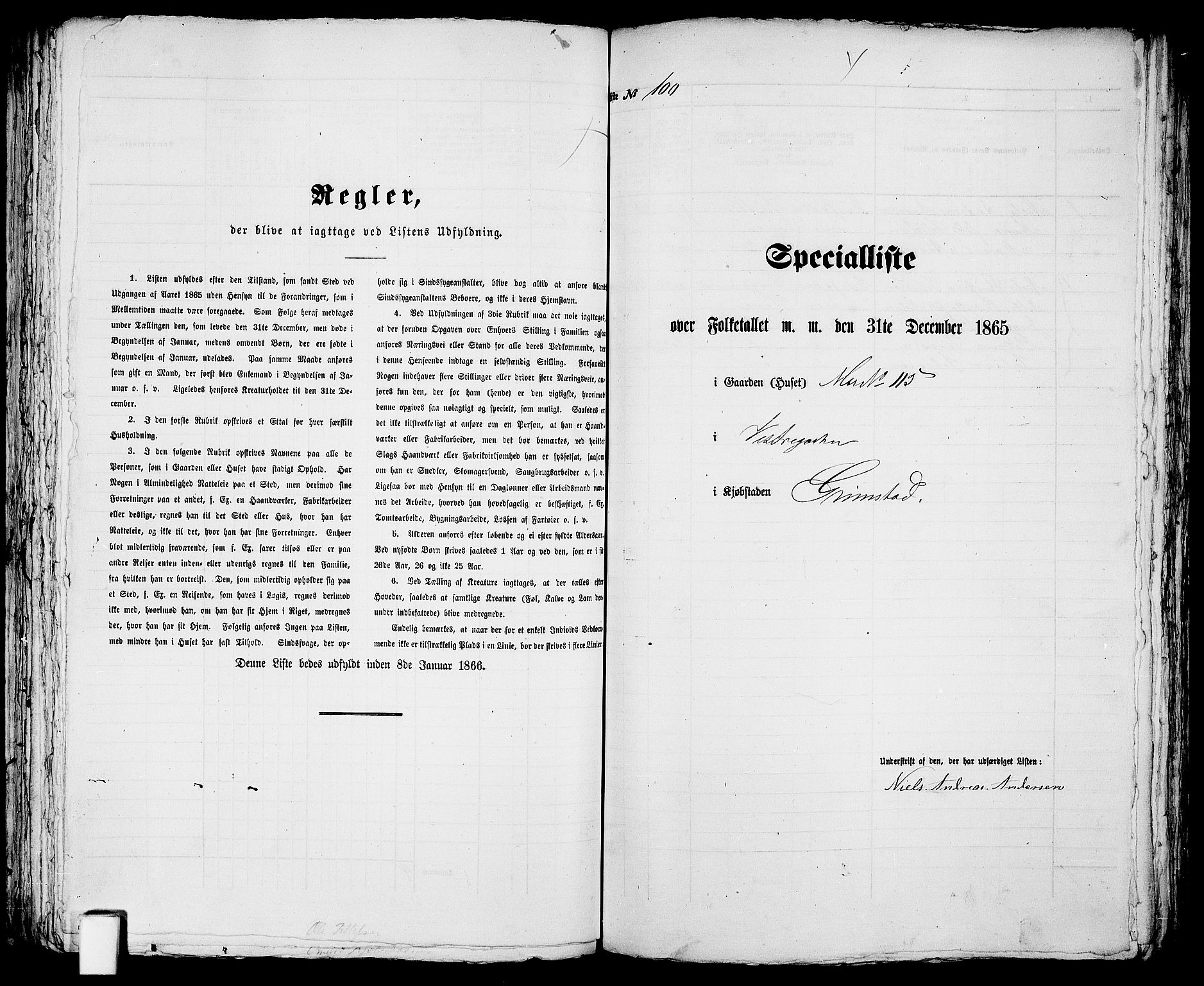 RA, 1865 census for Fjære/Grimstad, 1865, p. 205