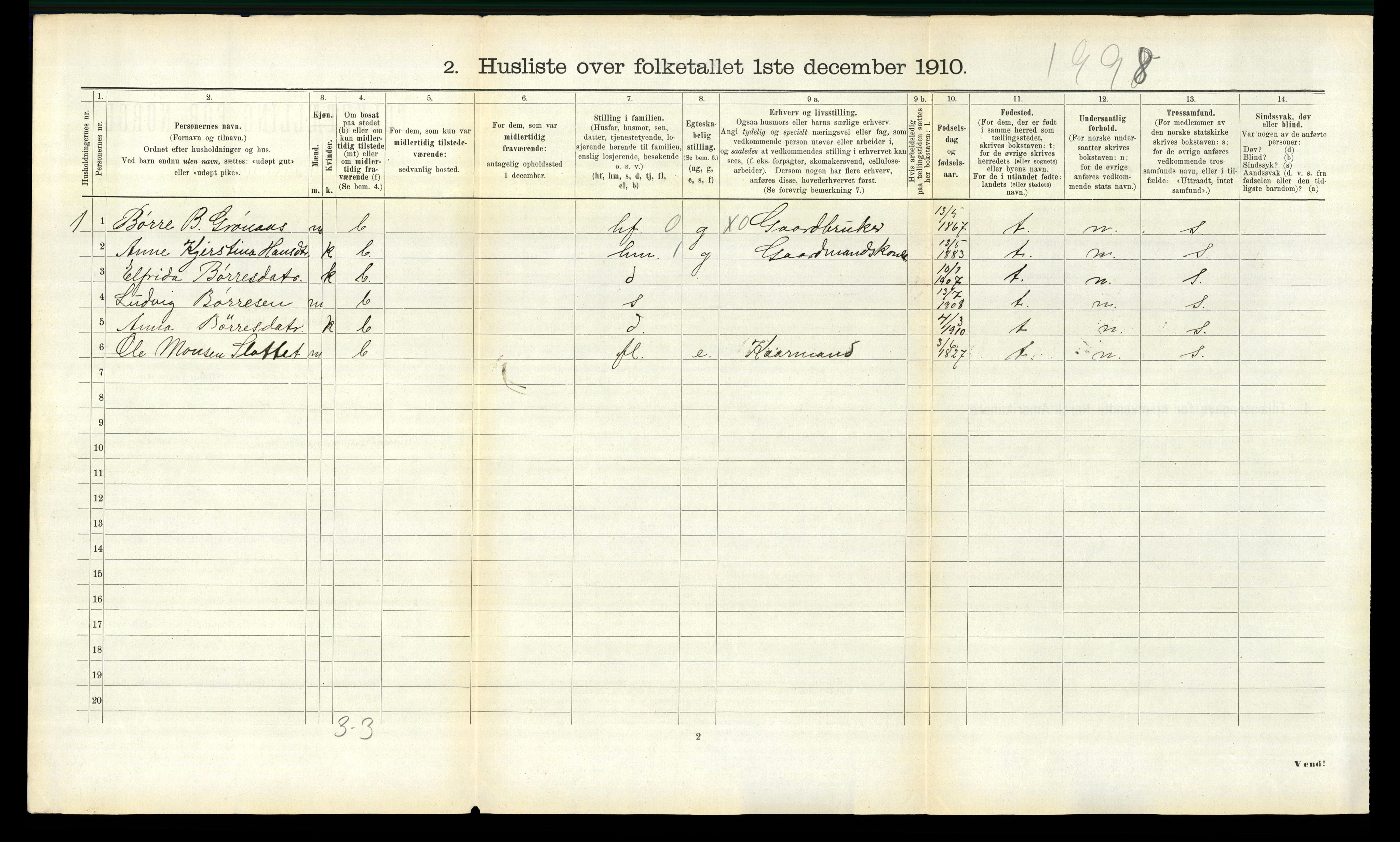 RA, 1910 census for Ålen, 1910, p. 722