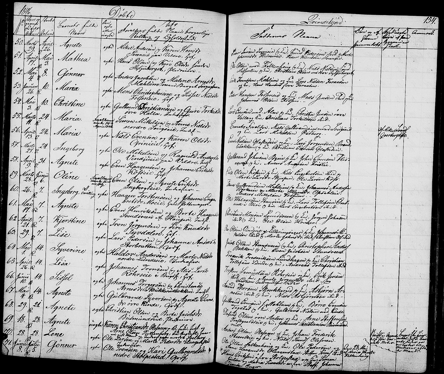 Ringsaker prestekontor, AV/SAH-PREST-014/L/La/L0005: Parish register (copy) no. 5, 1839-1850, p. 154