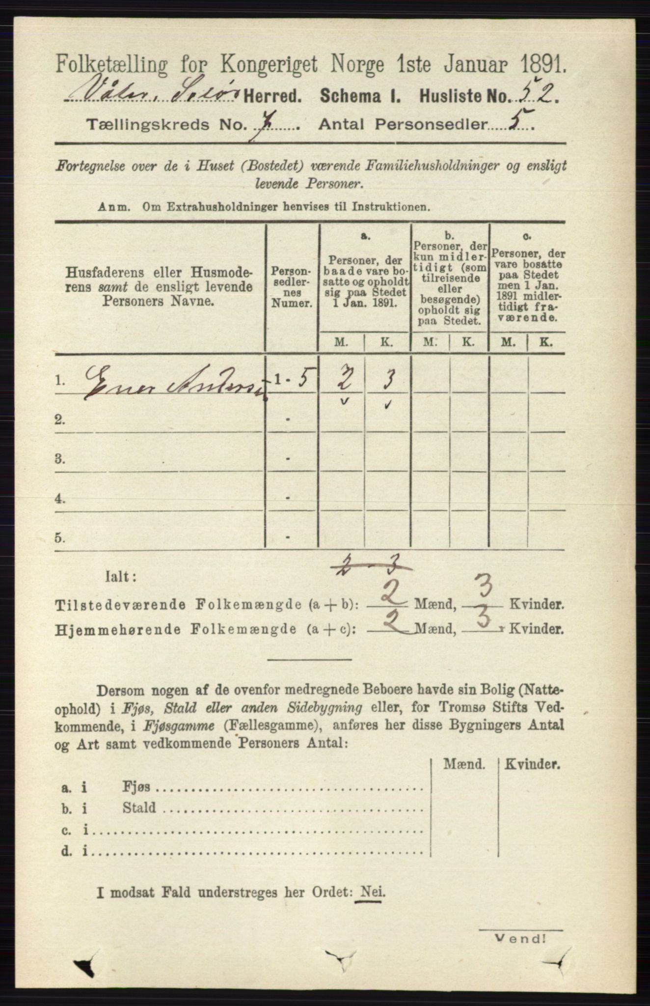 RA, 1891 census for 0426 Våler, 1891, p. 2920