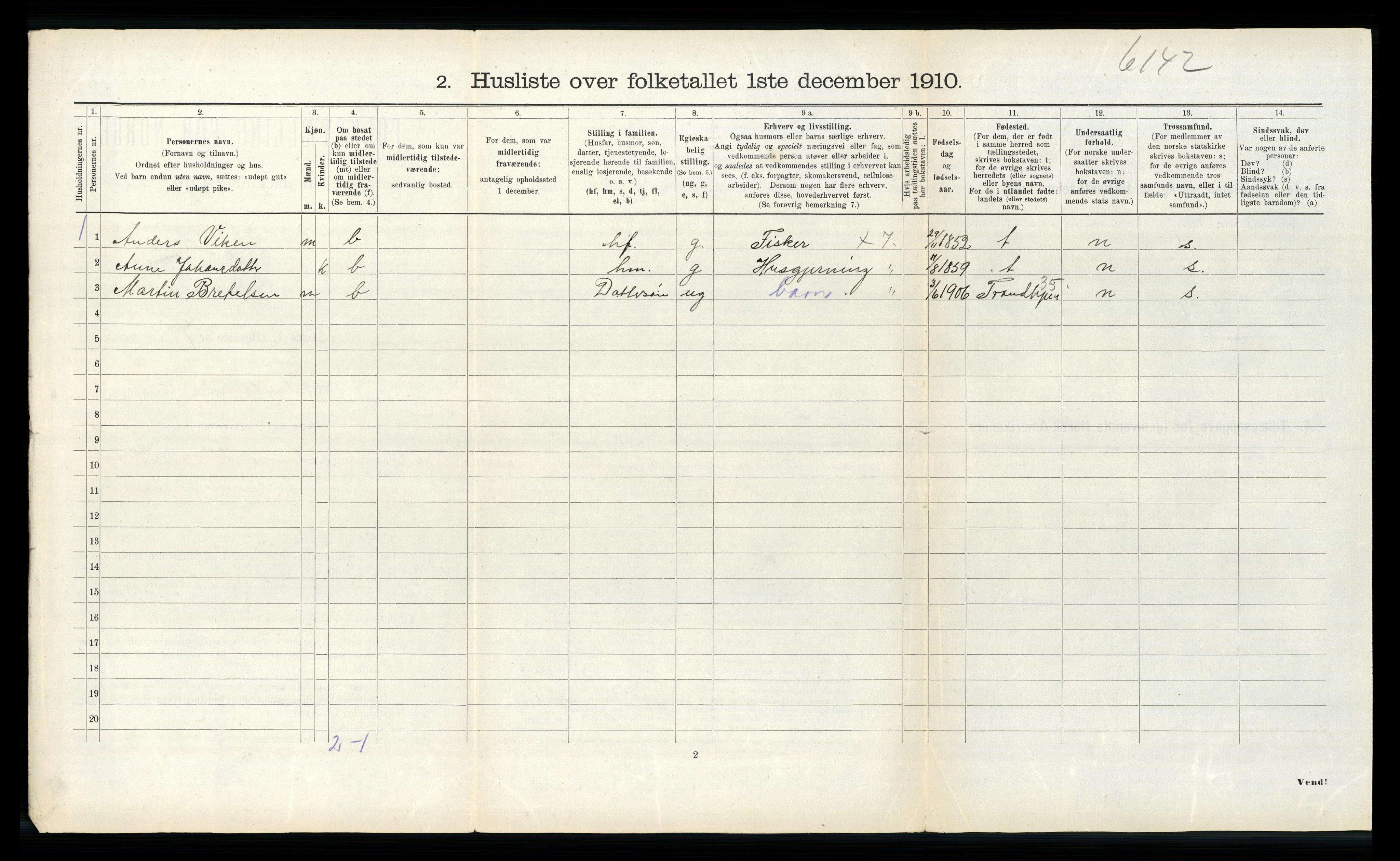 RA, 1910 census for Ørland, 1910, p. 836