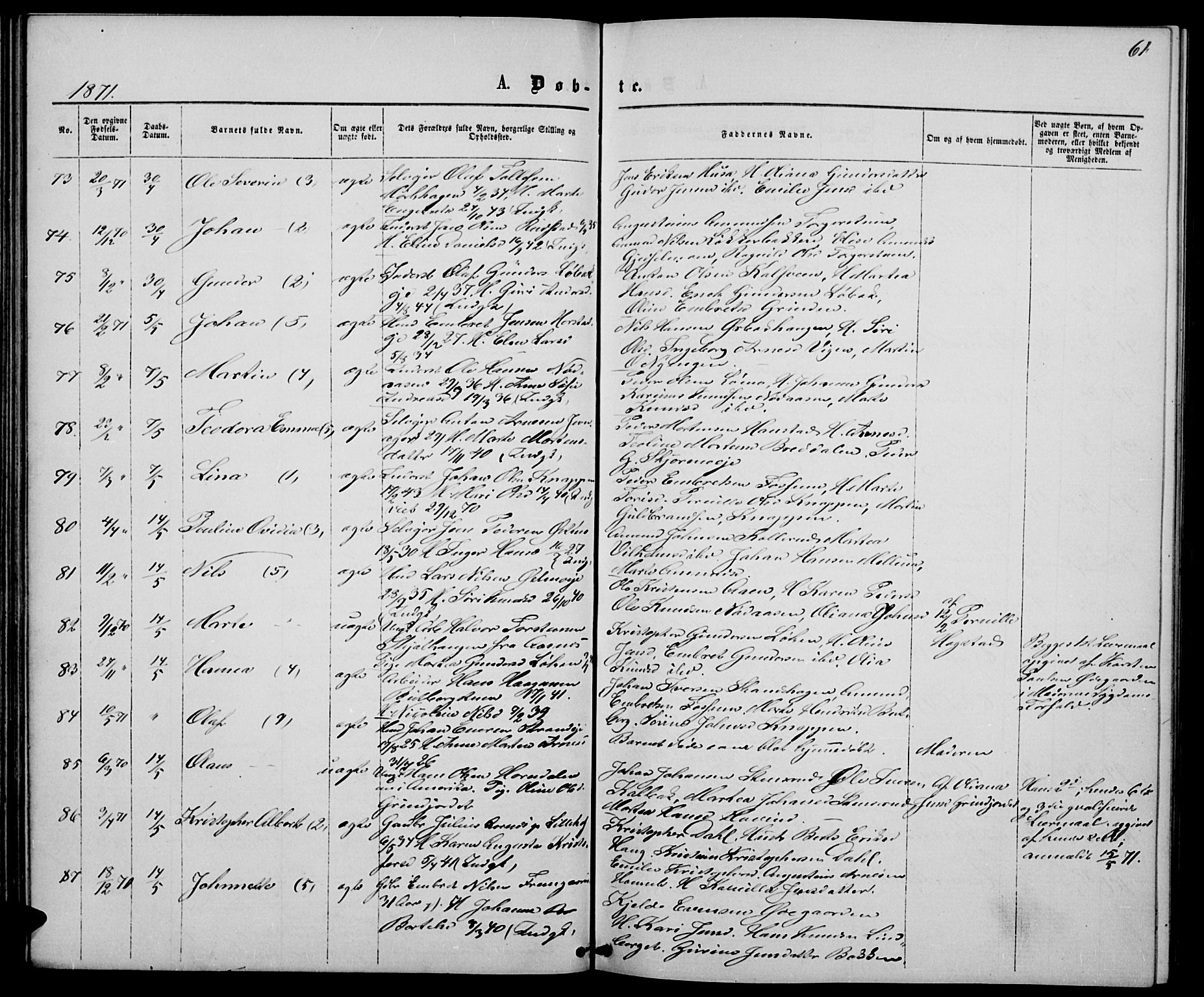 Elverum prestekontor, AV/SAH-PREST-044/H/Ha/Hab/L0004: Parish register (copy) no. 4, 1866-1874, p. 61