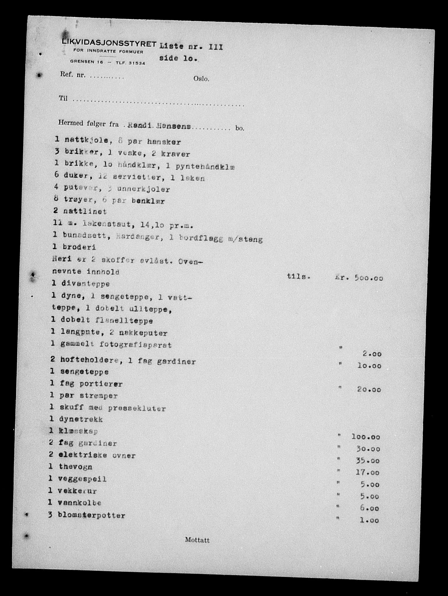 Justisdepartementet, Tilbakeføringskontoret for inndratte formuer, AV/RA-S-1564/H/Hc/Hcd/L0990: --, 1945-1947, p. 574