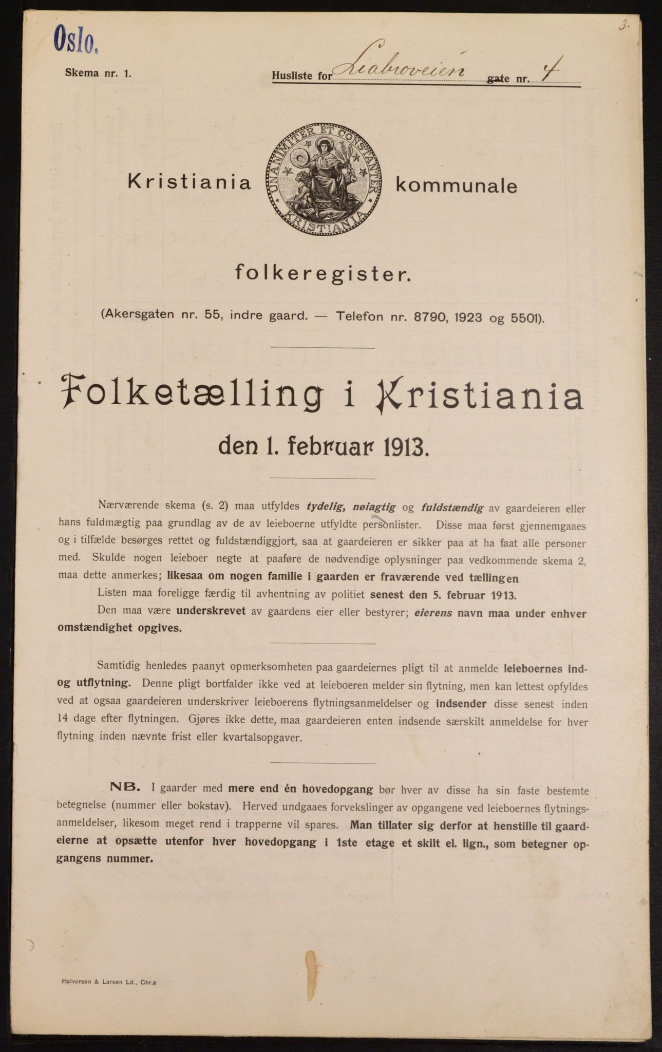 OBA, Municipal Census 1913 for Kristiania, 1913, p. 57564