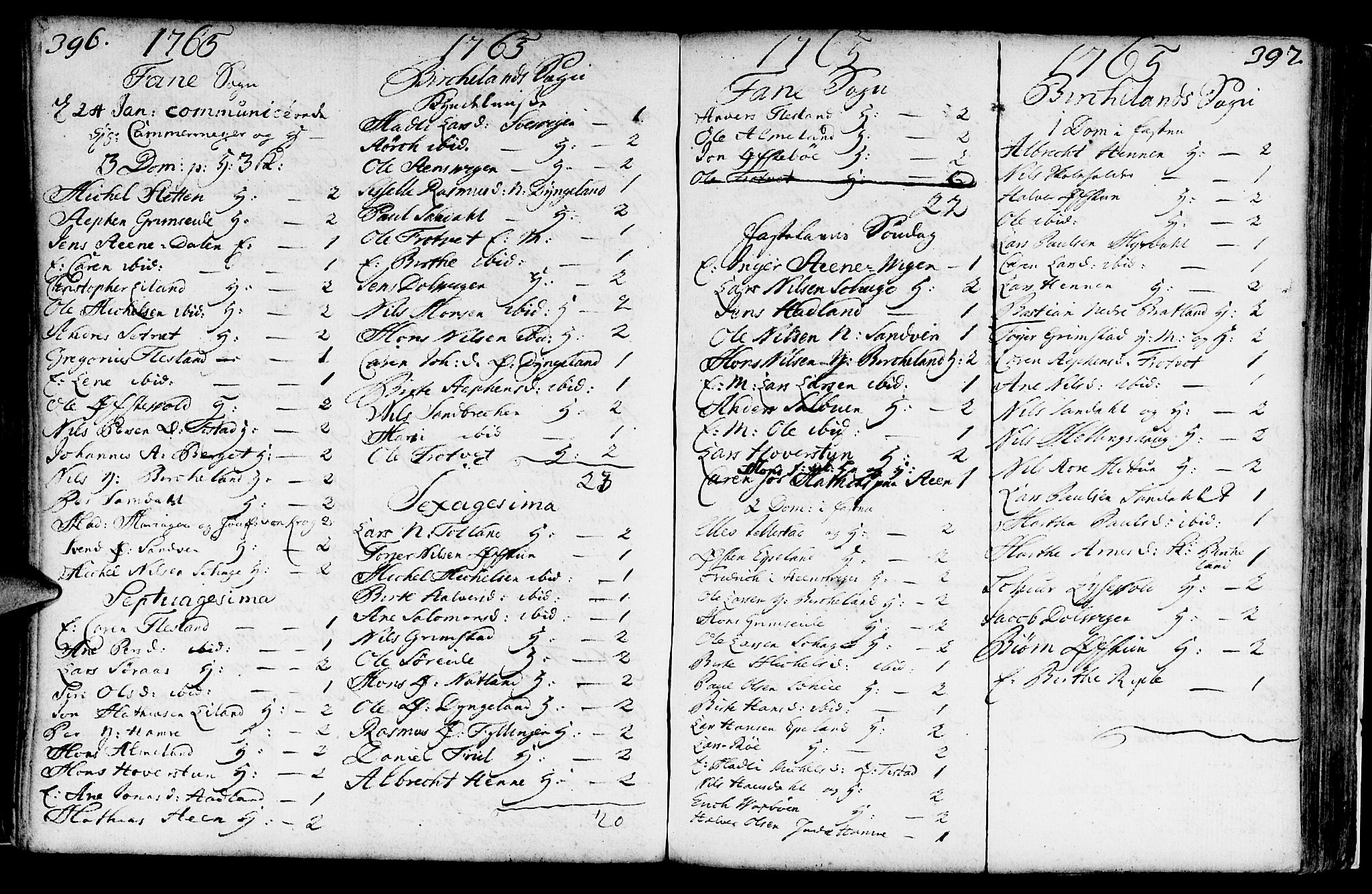 Fana Sokneprestembete, AV/SAB-A-75101/H/Haa/Haaa/L0004: Parish register (official) no. A 4, 1757-1774, p. 396-397