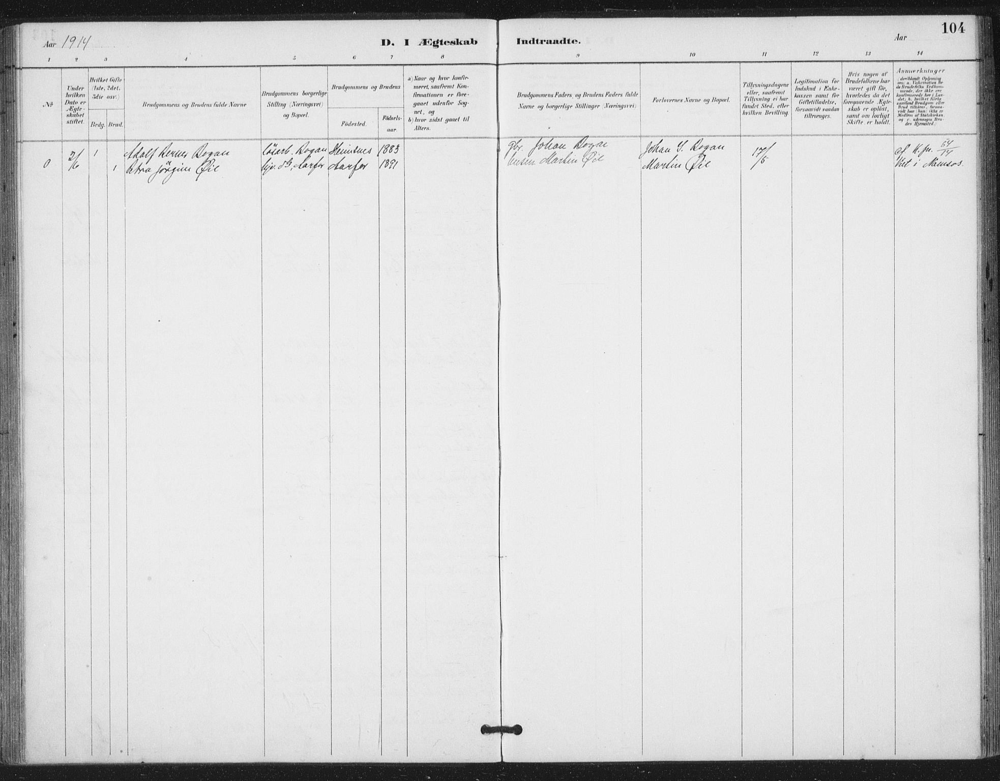 Ministerialprotokoller, klokkerbøker og fødselsregistre - Nord-Trøndelag, SAT/A-1458/783/L0660: Parish register (official) no. 783A02, 1886-1918, p. 104