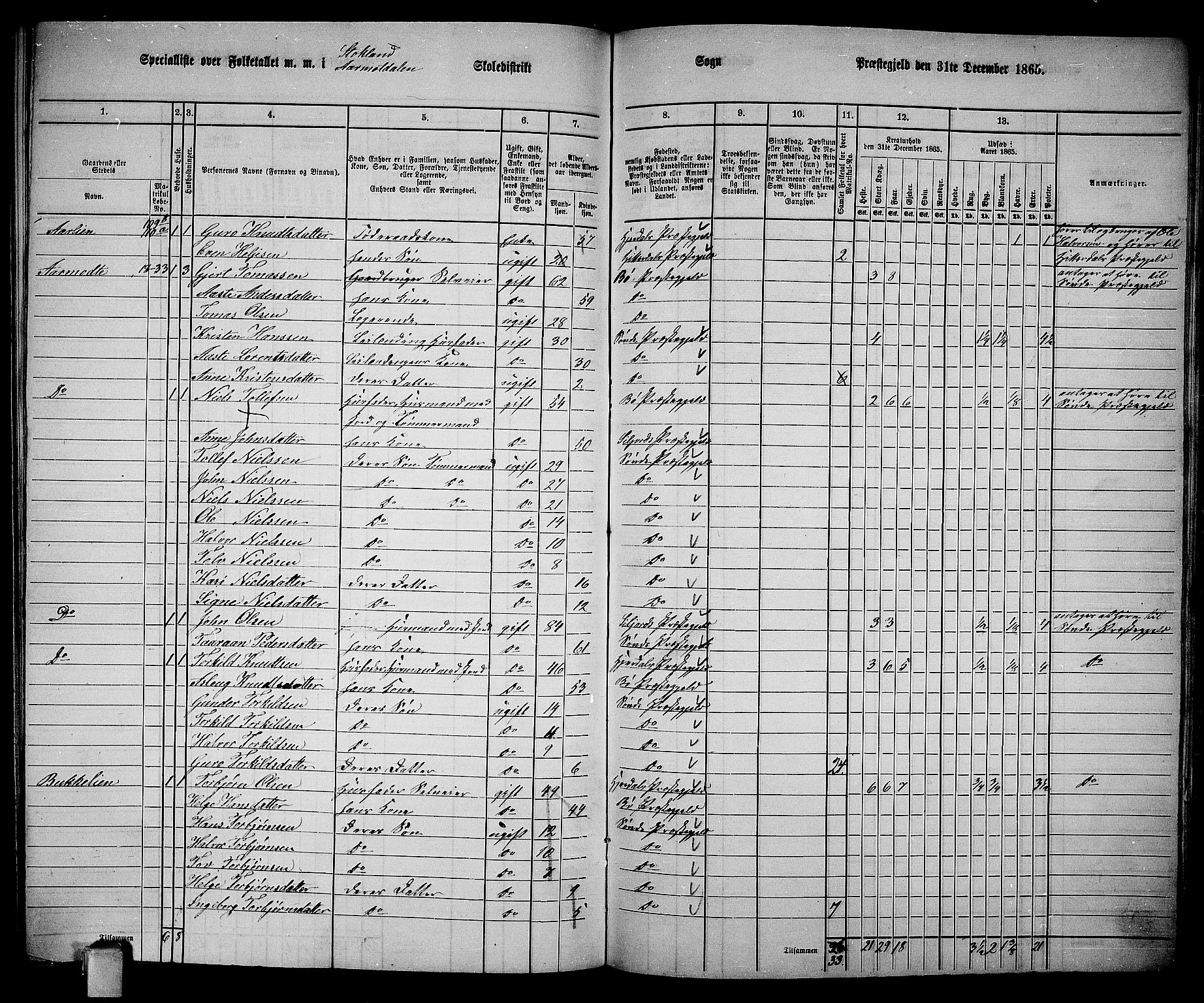 RA, 1865 census for Bø, 1865, p. 194