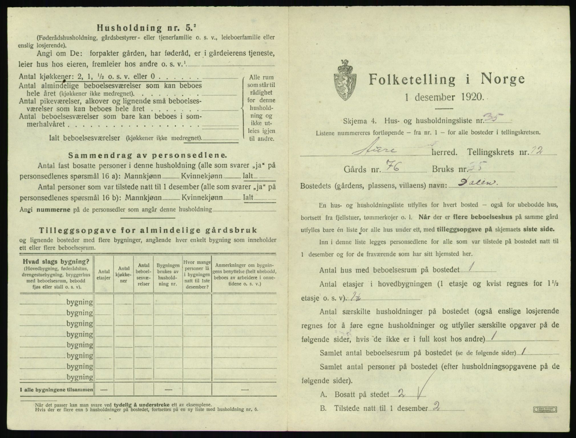 SAT, 1920 census for Aure, 1920, p. 762