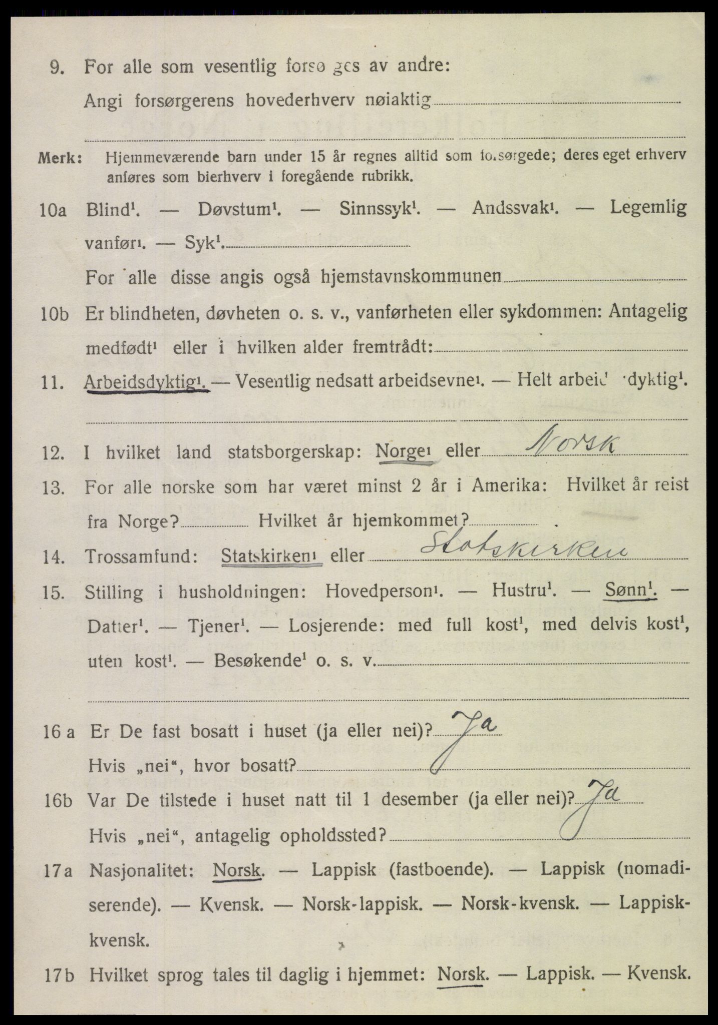 SAT, 1920 census for Nordvik, 1920, p. 1457