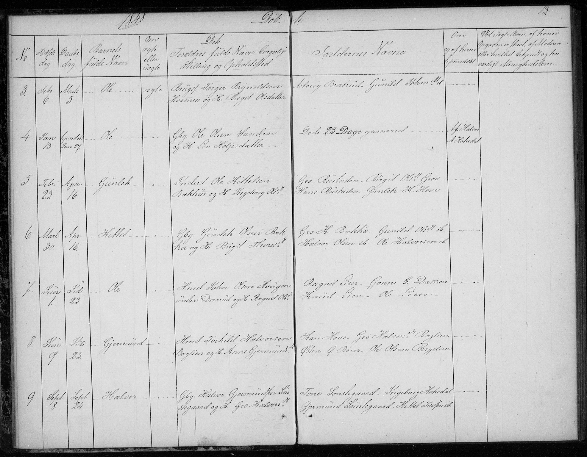 Gransherad kirkebøker, SAKO/A-267/F/Fb/L0003: Parish register (official) no. II 3, 1844-1859, p. 13