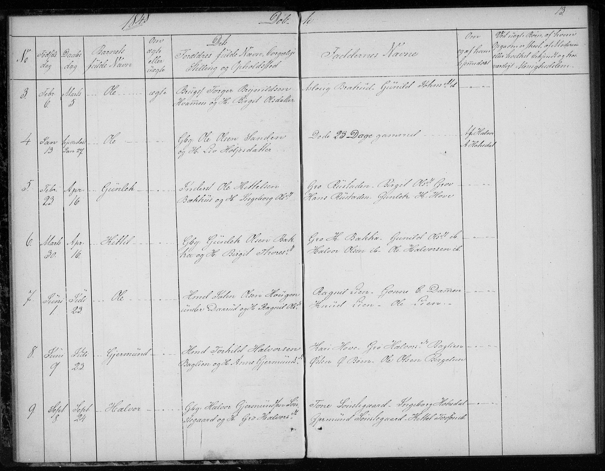 Gransherad kirkebøker, AV/SAKO-A-267/F/Fb/L0003: Parish register (official) no. II 3, 1844-1859, p. 13