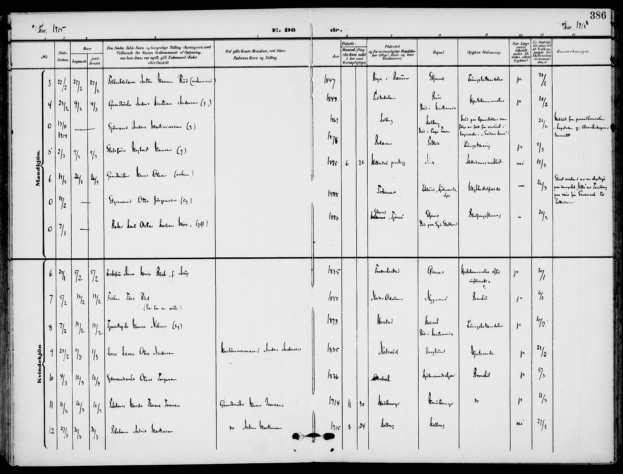 Nøtterøy kirkebøker, AV/SAKO-A-354/F/Fa/L0010: Parish register (official) no. I 10, 1908-1919, p. 386