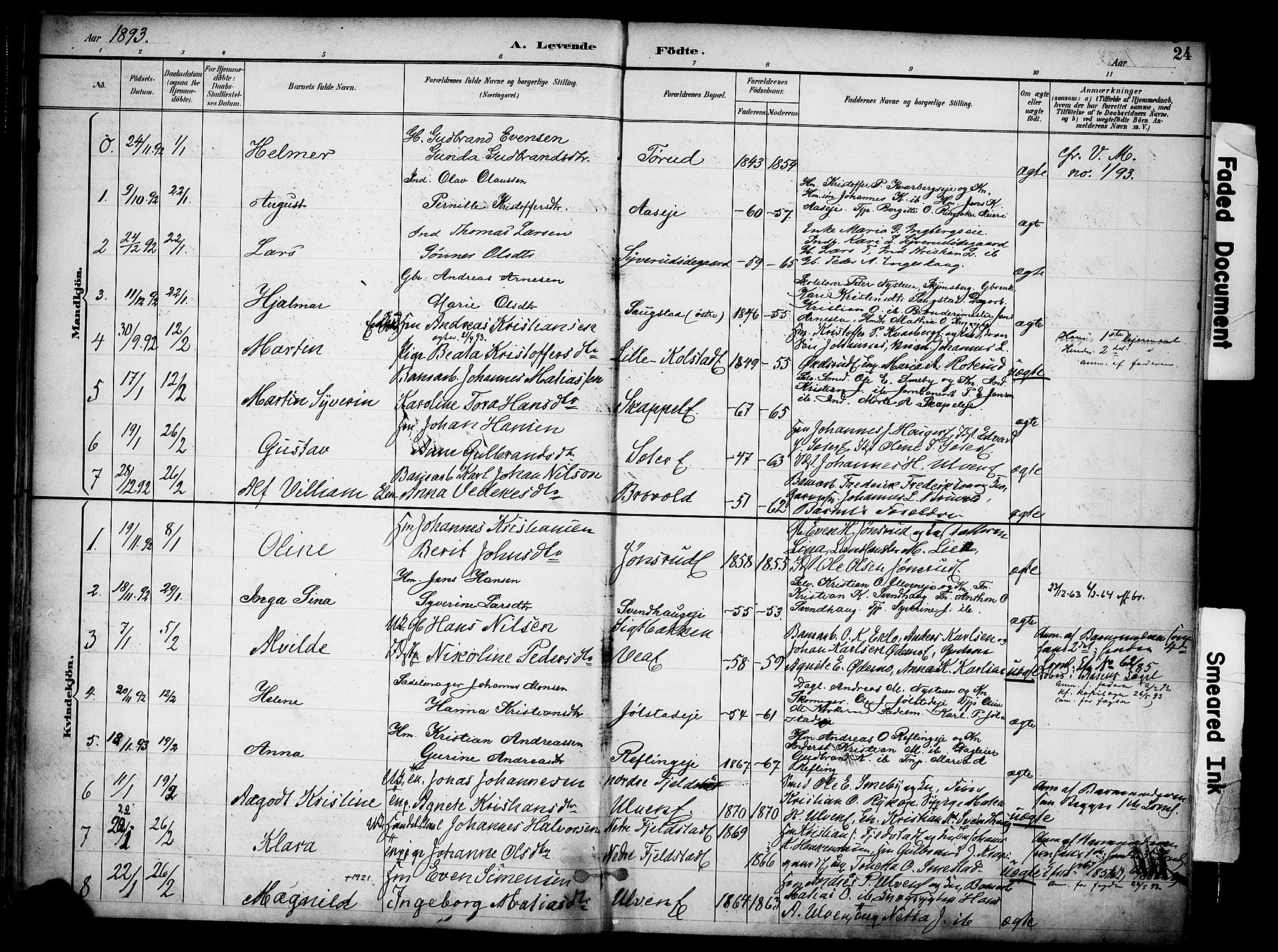 Ringsaker prestekontor, AV/SAH-PREST-014/K/Ka/L0017: Parish register (official) no. 17, 1891-1902, p. 24