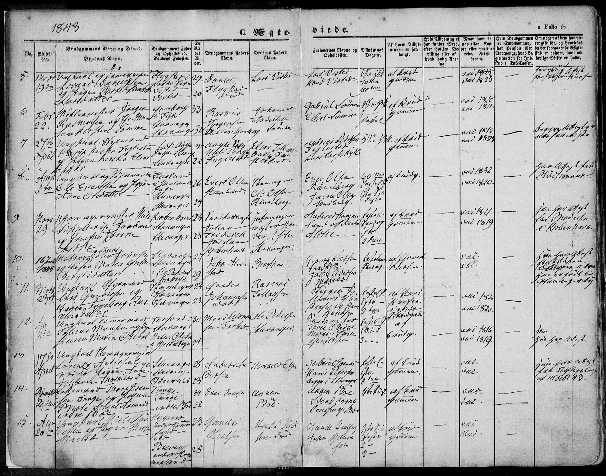 Domkirken sokneprestkontor, AV/SAST-A-101812/001/30/30BA/L0015: Parish register (official) no. A 14, 1842-1857, p. 6