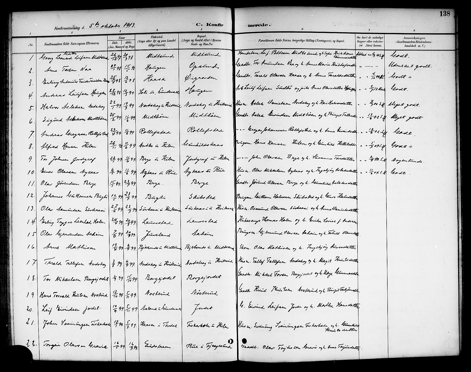 Kviteseid kirkebøker, SAKO/A-276/G/Ga/L0002: Parish register (copy) no. I 2, 1893-1918, p. 138