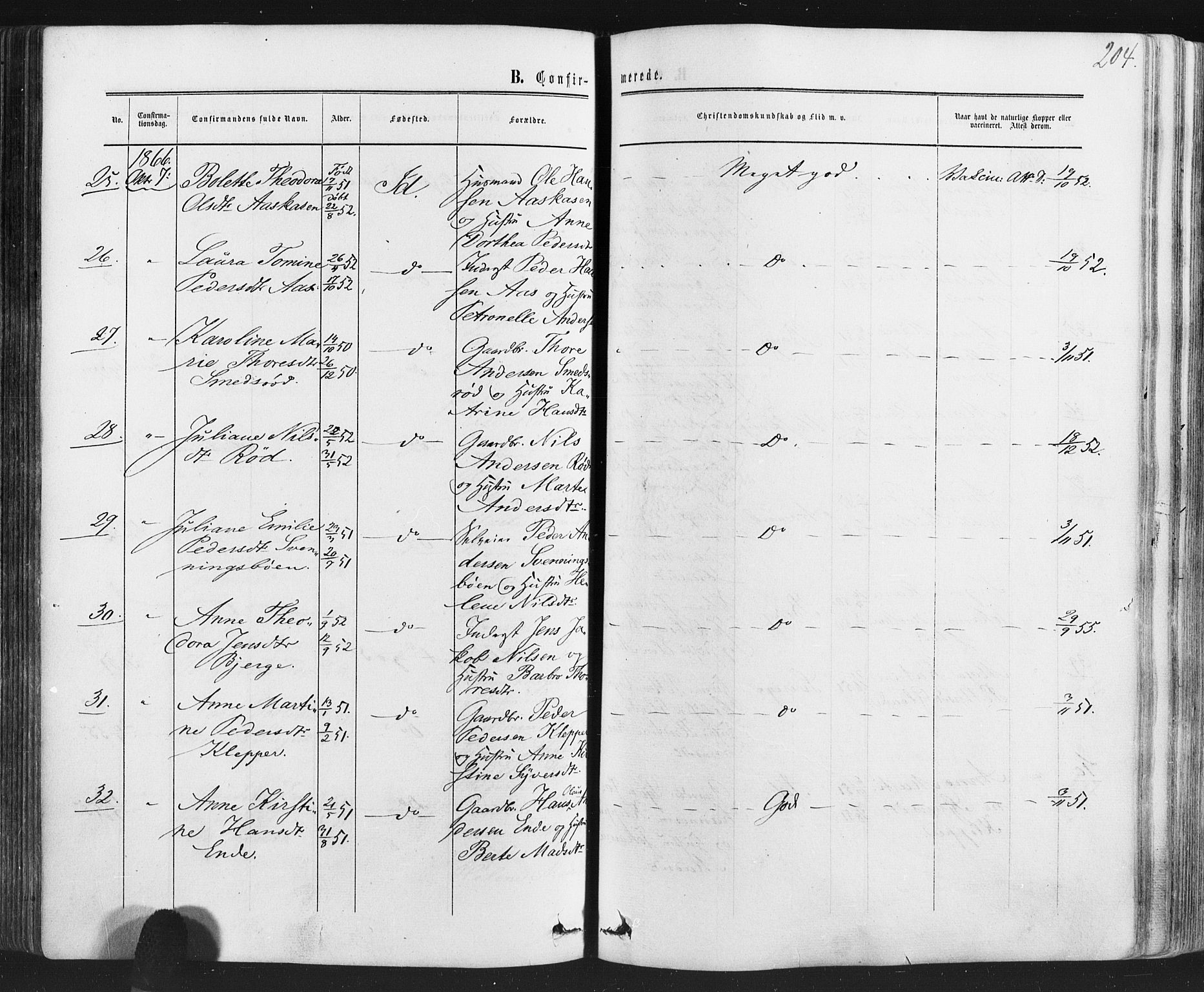 Idd prestekontor Kirkebøker, AV/SAO-A-10911/F/Fc/L0005: Parish register (official) no. III 5, 1861-1877, p. 204