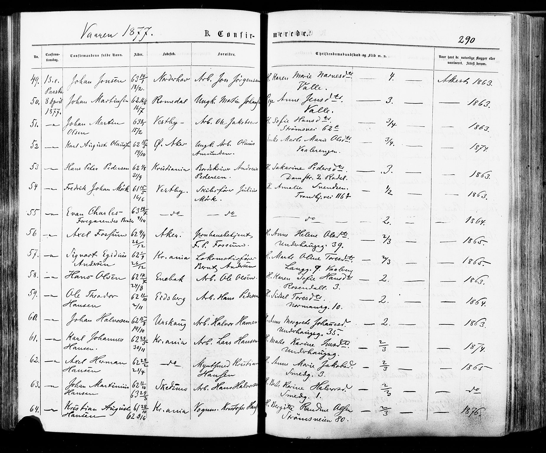 Østre Aker prestekontor Kirkebøker, AV/SAO-A-10840/F/Fa/L0004: Parish register (official) no. I 4, 1876-1889, p. 290
