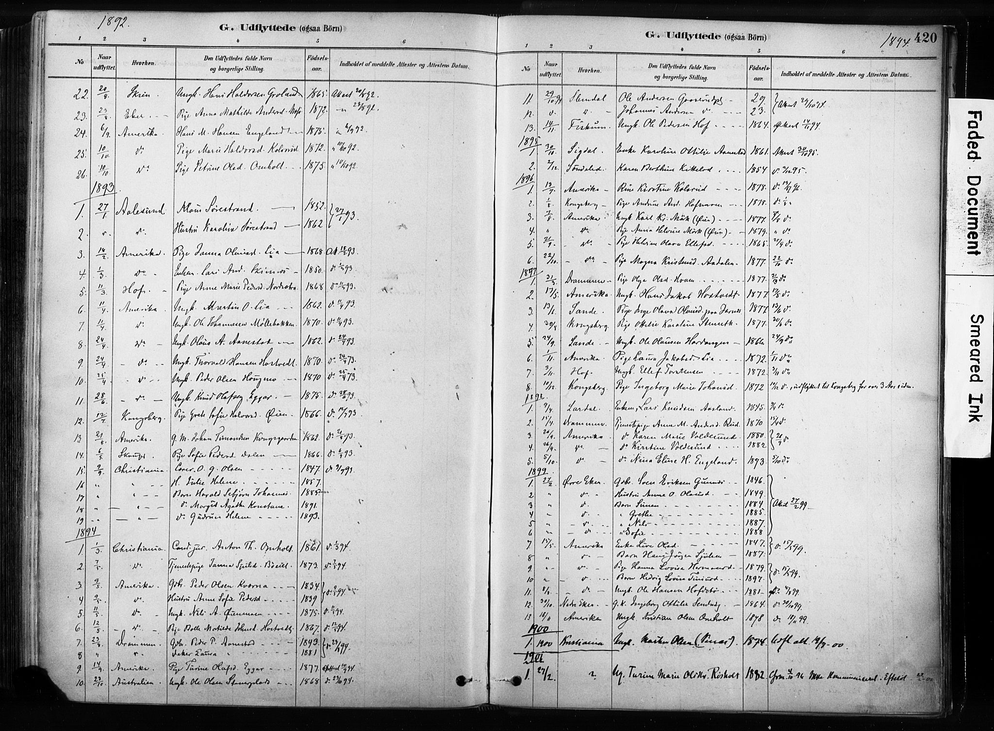 Sandsvær kirkebøker, SAKO/A-244/F/Fb/L0001: Parish register (official) no. II 1, 1878-1906, p. 420