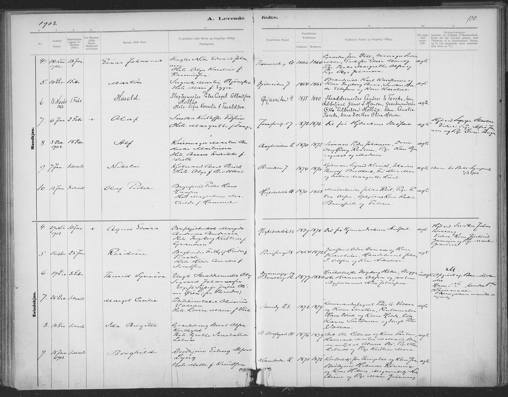 Ministerialprotokoller, klokkerbøker og fødselsregistre - Sør-Trøndelag, SAT/A-1456/602/L0122: Parish register (official) no. 602A20, 1892-1908, p. 100