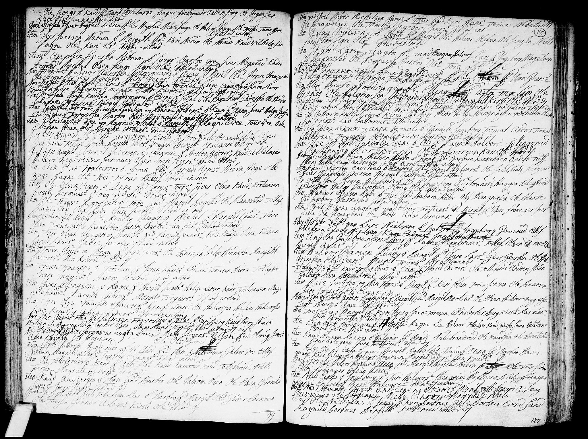 Nes kirkebøker, SAKO/A-236/F/Fa/L0002: Parish register (official) no. 2, 1707-1759, p. 165