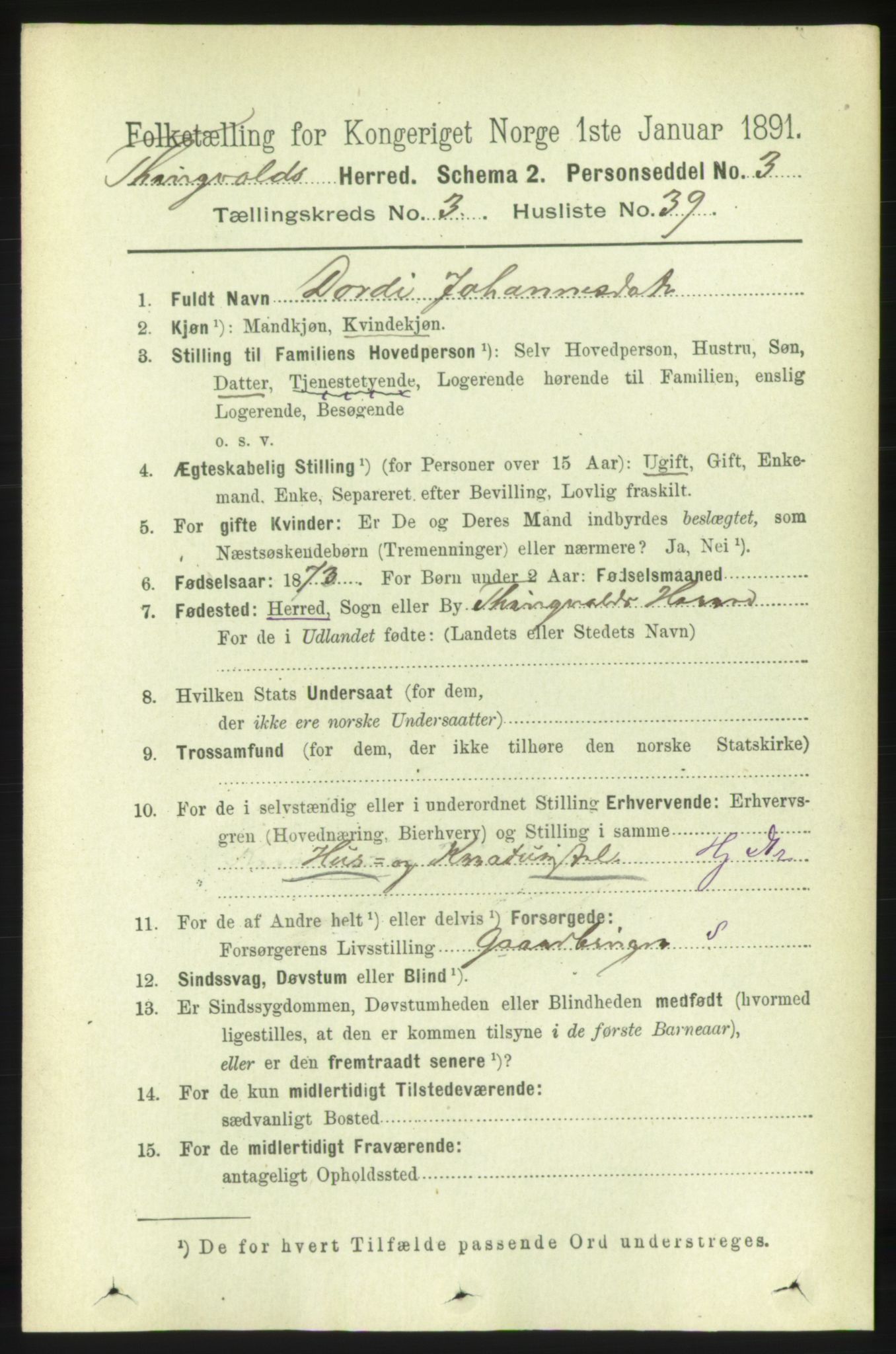 RA, 1891 census for 1560 Tingvoll, 1891, p. 1271