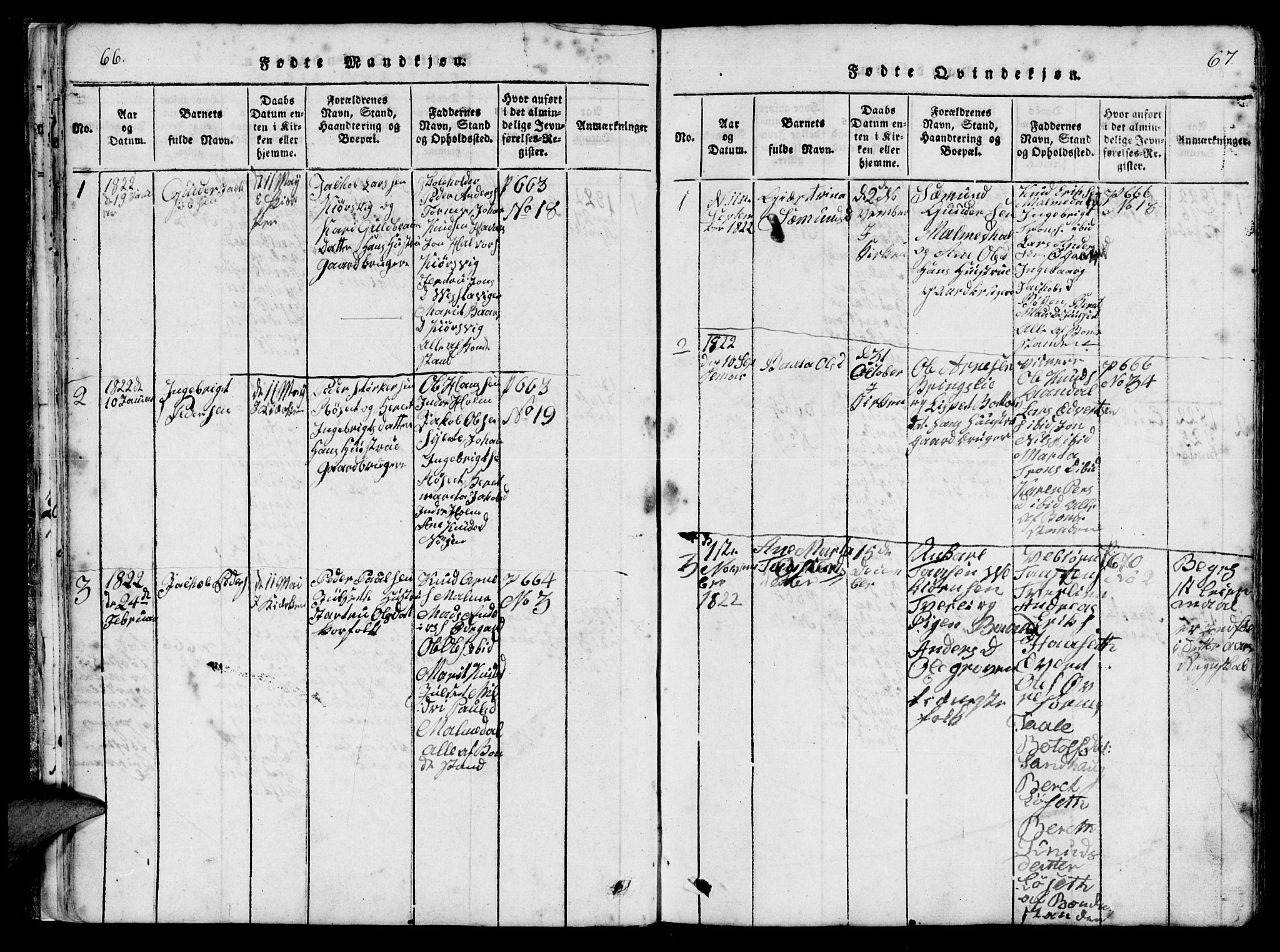 Ministerialprotokoller, klokkerbøker og fødselsregistre - Møre og Romsdal, AV/SAT-A-1454/565/L0747: Parish register (official) no. 565A01, 1817-1844, p. 66-67