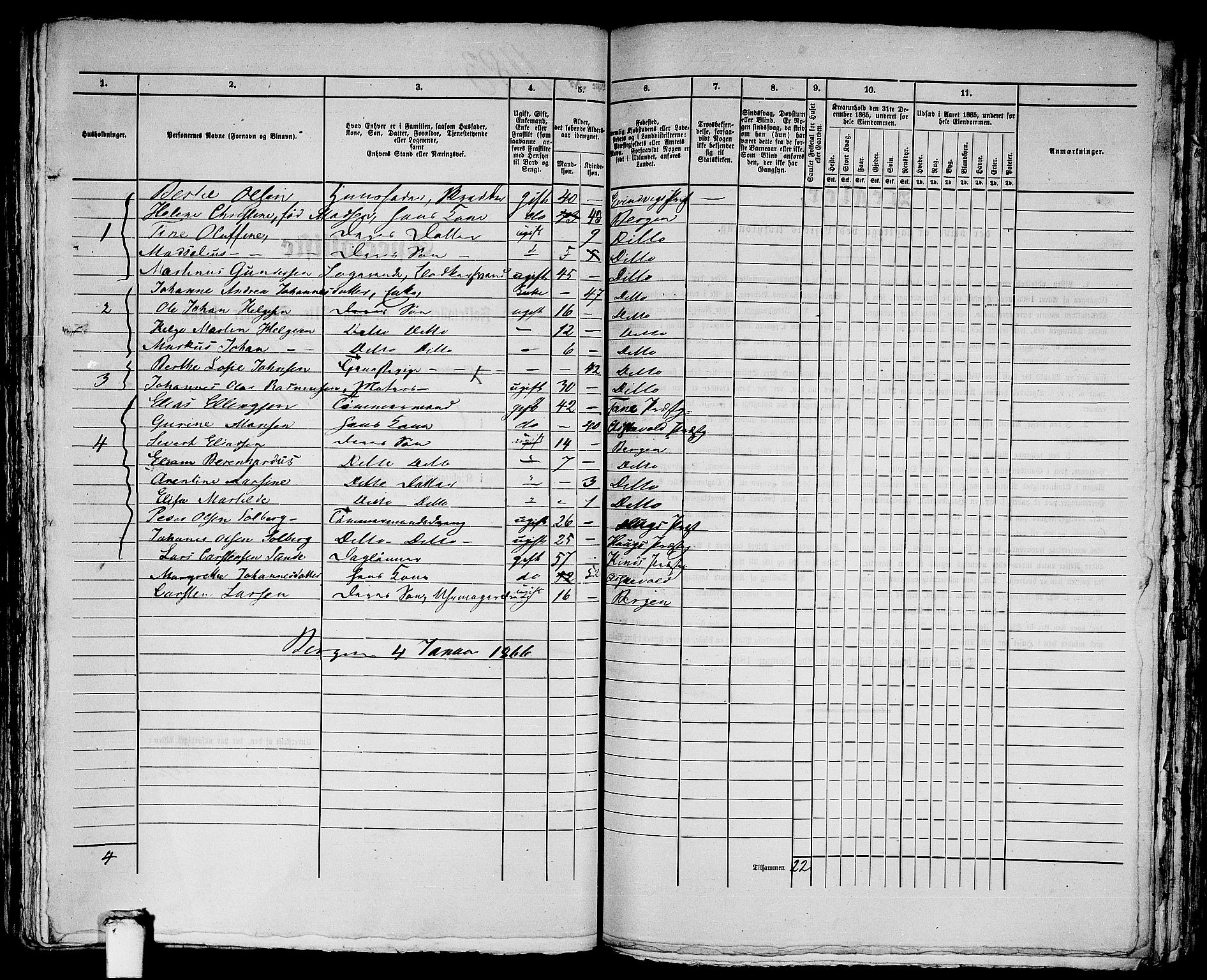 RA, 1865 census for Bergen, 1865, p. 2426