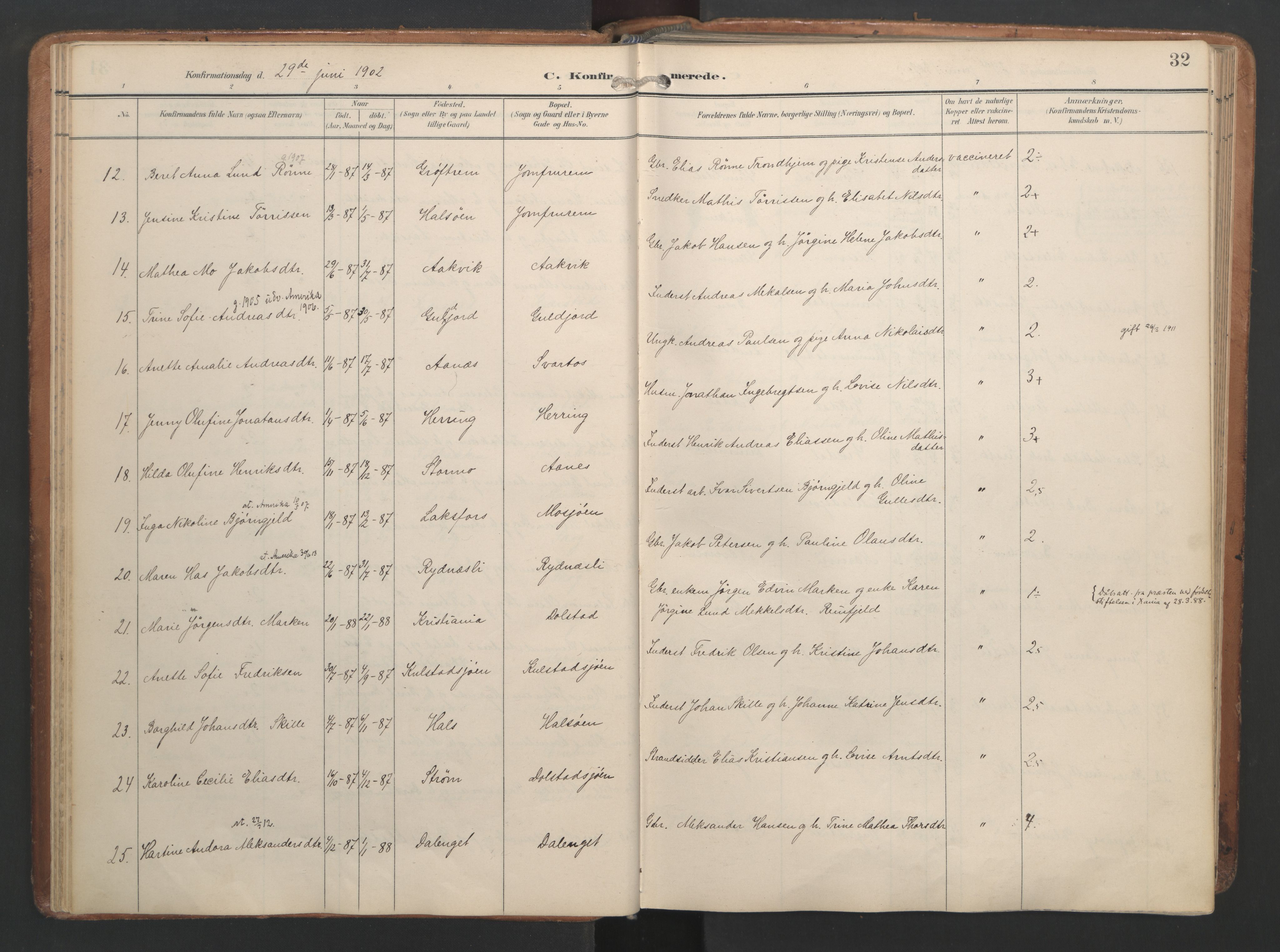 Ministerialprotokoller, klokkerbøker og fødselsregistre - Nordland, AV/SAT-A-1459/820/L0298: Parish register (official) no. 820A19, 1897-1915, p. 32